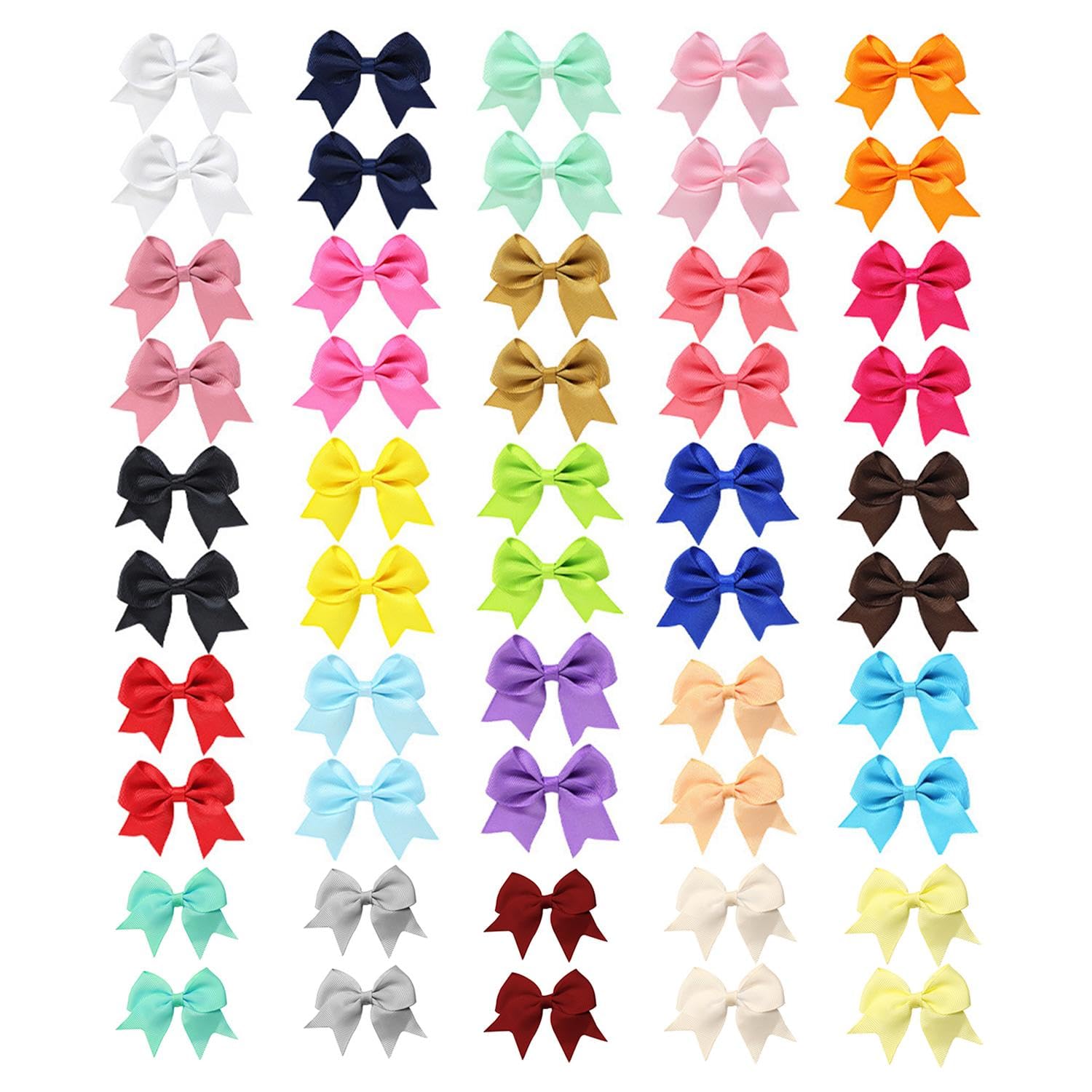 50 fermagli per capelli, copricapo per bambini, graziosi fermagli per capelli, con fiocco colorato, accessori per abbigliamento