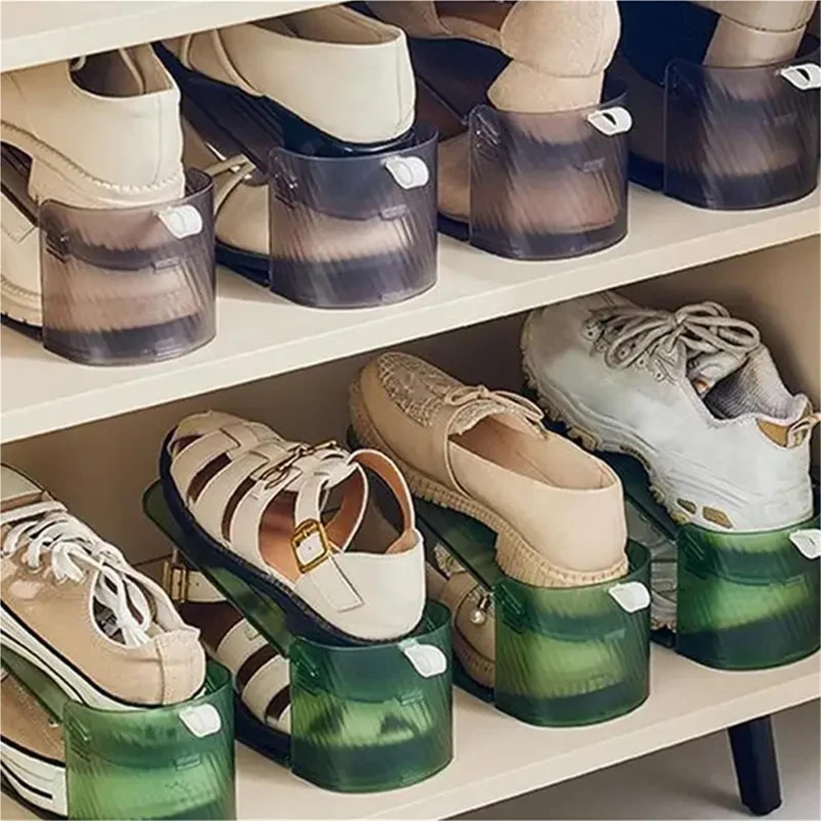 Zapatero Estante de Almacenamiento Zapatos Ajustable Doble Capa | Gabinete de ahorro de espacio extraíble integrado de 10 piezas(H-10PCS)