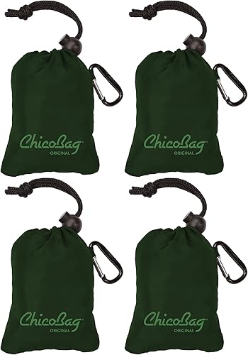 ChicoBag Bolsa de comestibles reutilizable compacta original con bolsa adjunta y clip de mosquetón, perfecta para compras, viajes, organización,
