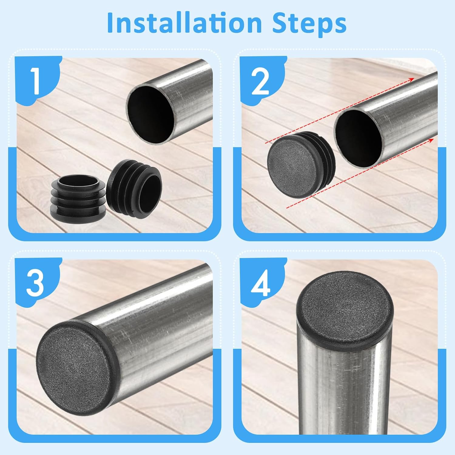 16PCS Round Plastic Plugs, 1 Inch/25mm Round Plastic Hole Plugs, Black Pipe Tubing End Cap, Insert End Caps for Rounder Tube, Furniture, Office Supplies and Fitness Equipment