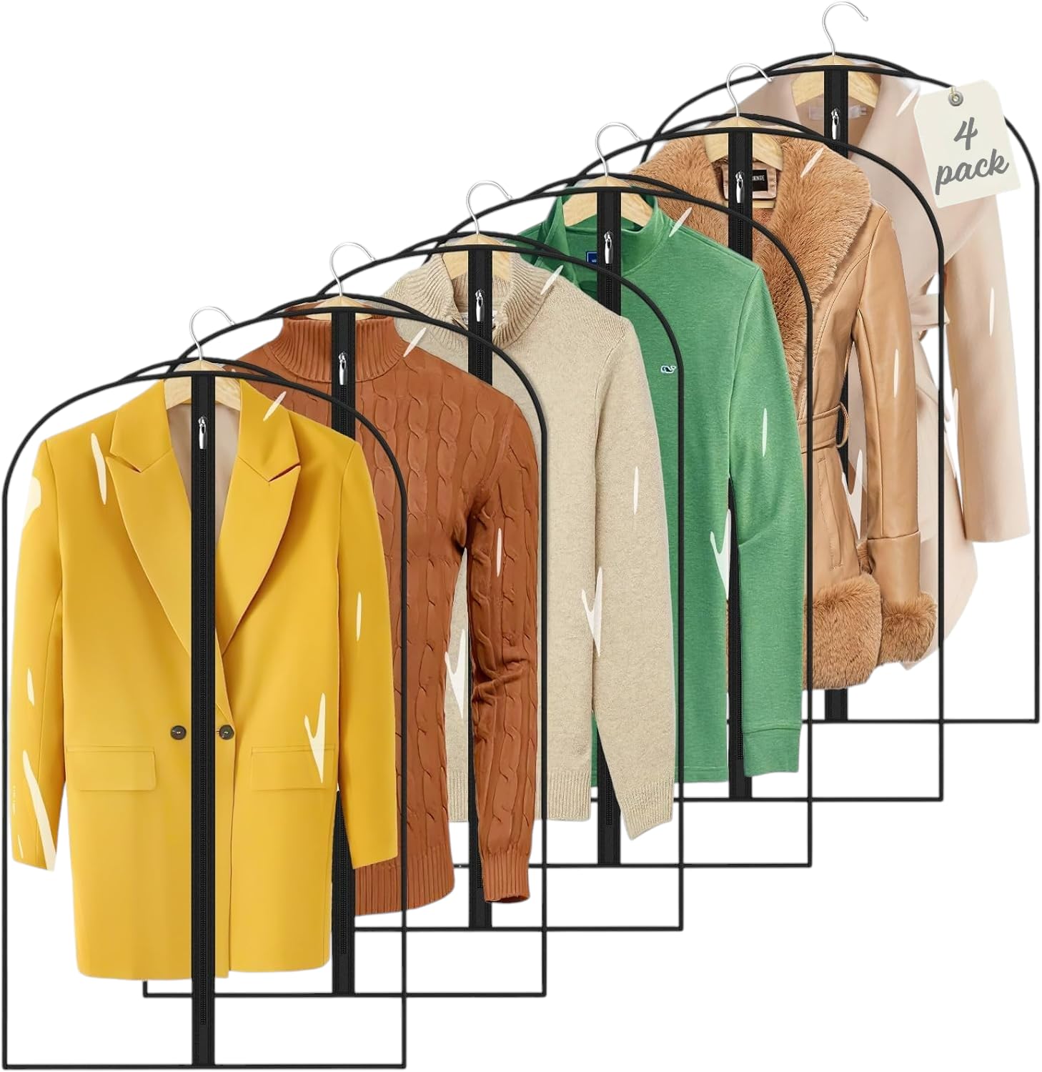 RAAHII 4 piece plastic transparent suit cover, Blazer cover, coat covers with zip for wardrobe storage of suit, jacket, garments, sweaters, saree, pant organizer (Blazer cover, Pack of 4)-image-42