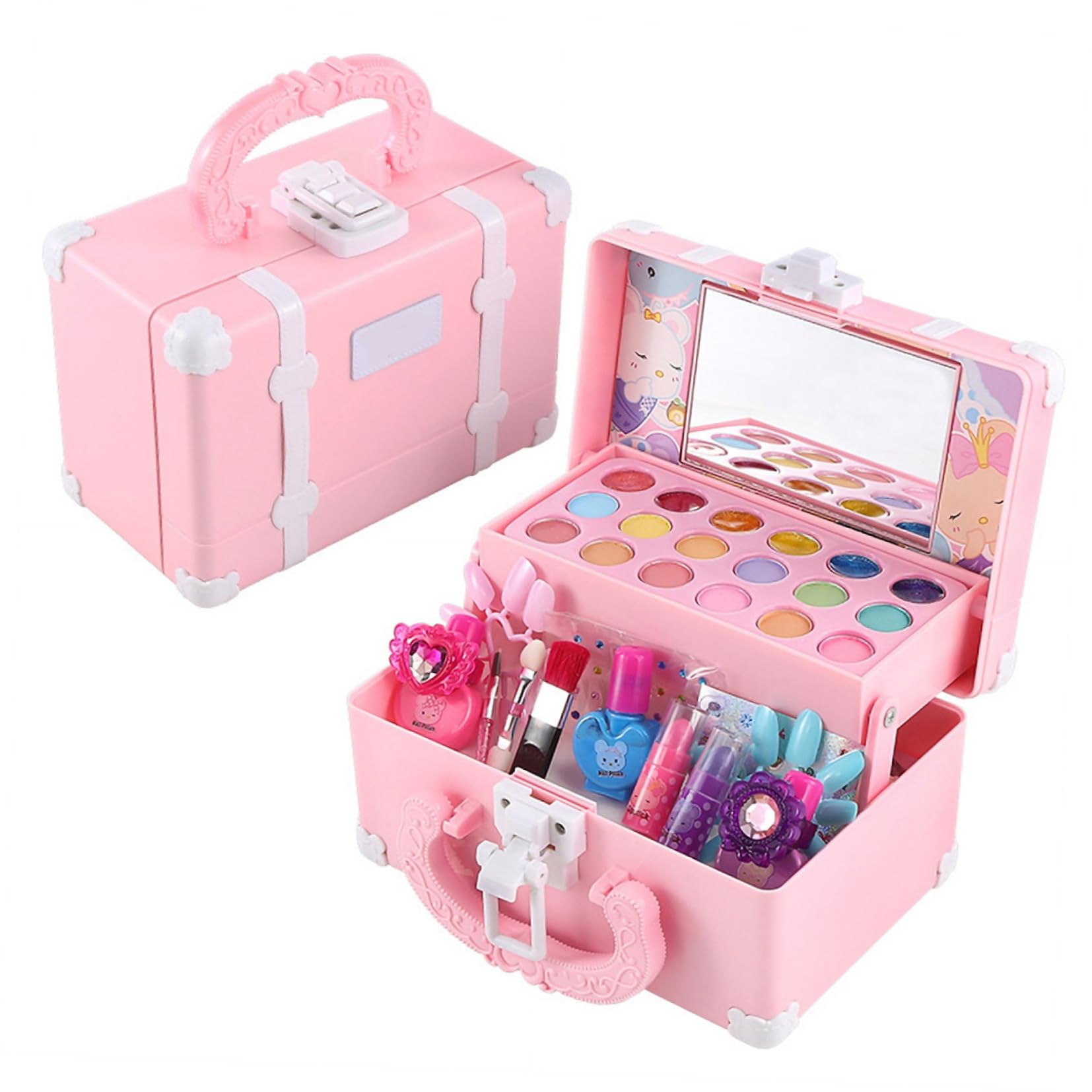 Kinder Schminkset Spielzeug für Mädchen Rosa Abs Simuliert