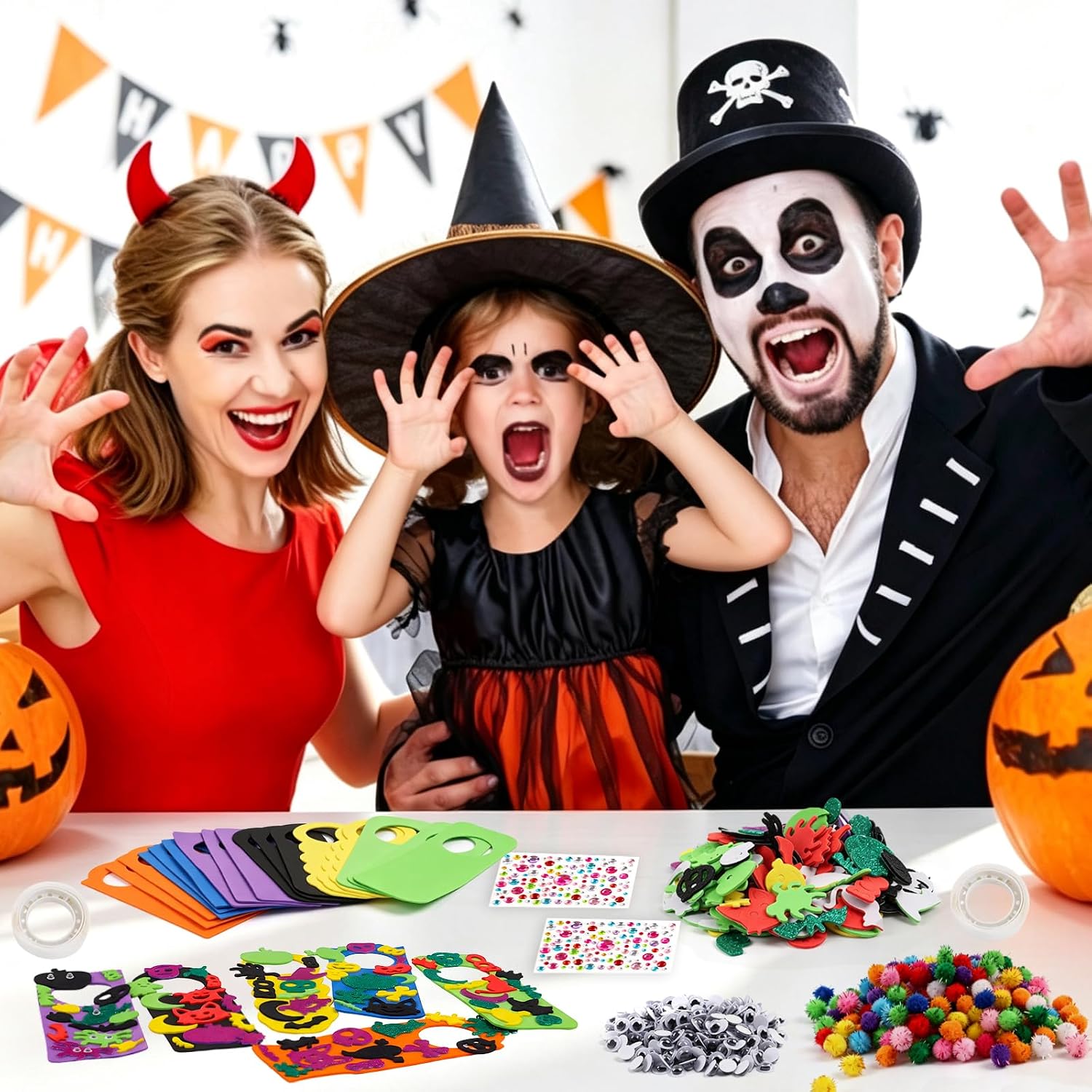 KIMOBER 24 Pcs Halloween EVA Foam Sticker Craft Kits in 6 Colors, Handmade Door Hanging Decorations with Designs for Kids Classroom Party, DIY Holiday Decor for Boys and Girls image 3