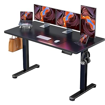 Ergear Height Adjustable Electric Standing Desk, 63x 28 Inches Sit Stand up Desk, Large Memory Computer Home Office Desk (Black), EGESD7B