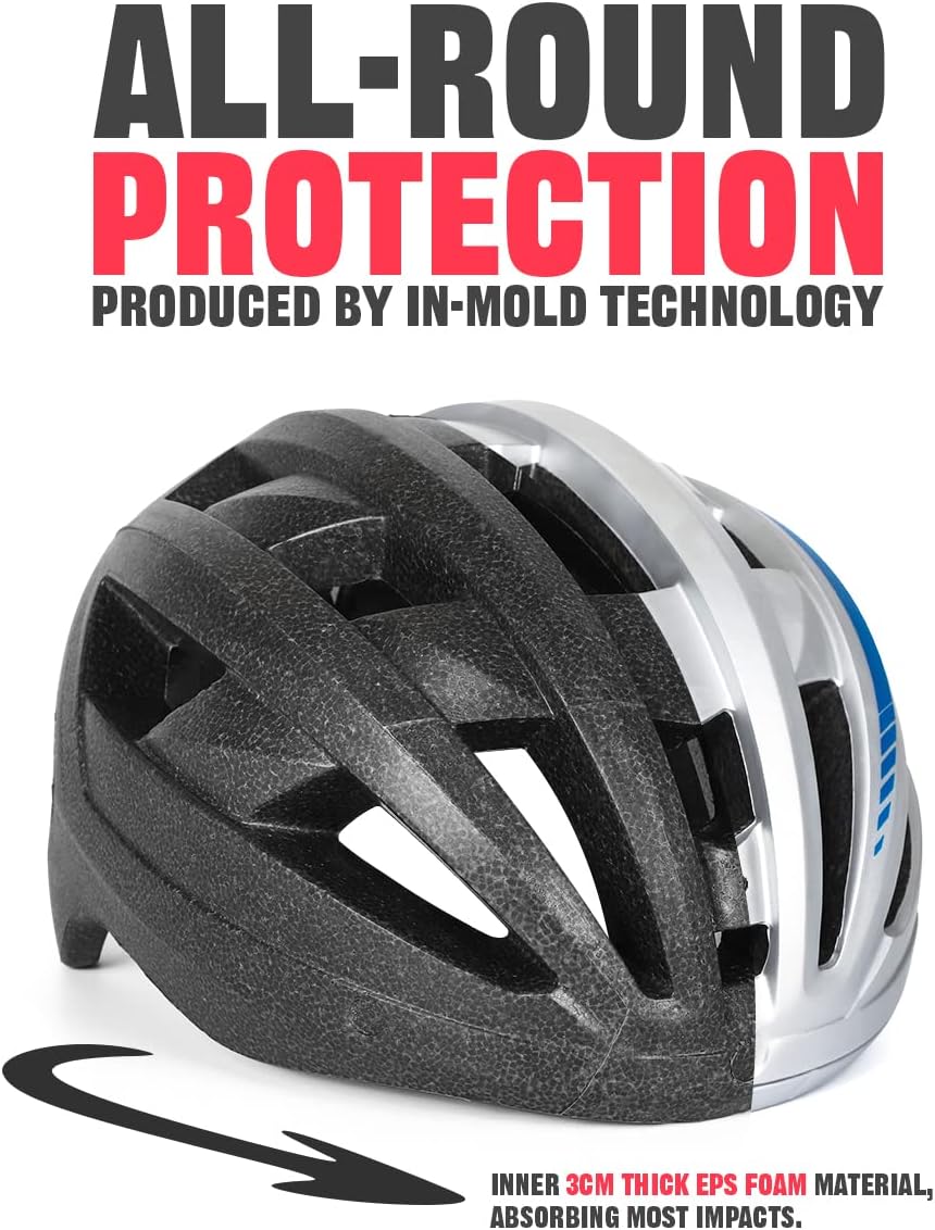 VICTGOAL Bike Helmet for Men Women with Led Light Detachable Magnetic Goggles Removable Sun Visor Mountain & Road Bicycle Helmets Adjustable Size Adult Cycling Helmets