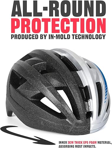 Miniatura 7 de VICTGOAL Casco de bicicleta para hombres y mujeres con luz LED, gafas magnéticas desmontables, visera solar extraíble, casco de bicicleta de montaña