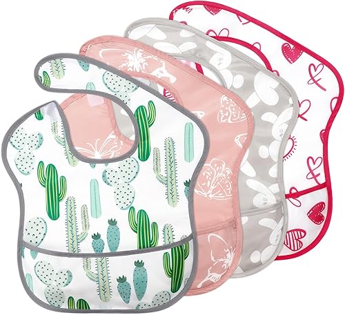 Miniatura 11 de Accmor Baby Bibs for Eating, Waterproof Mess Proof Baby Toddler Bibs, Apron Smock Feeding Bibs for Girls Boys 3 piezas, mariposa, en forma de