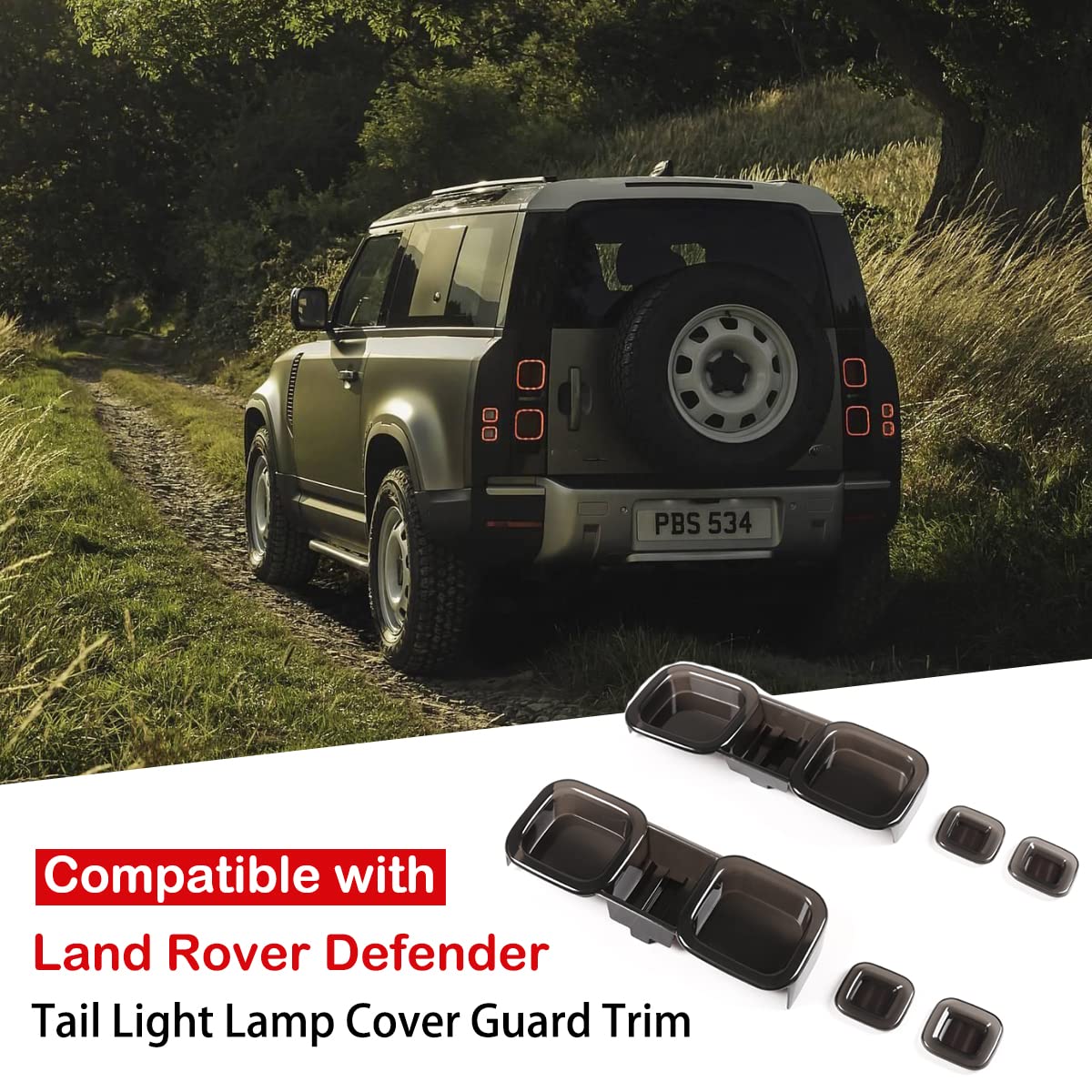 Coperture per fanali posteriori per LR Defender 90 110 2020-2025, accessori esterni in ABS fumé, protezione per fanali posteriori, lunette, 6 pezzi (nero fumé)