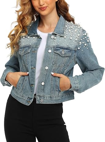 Pearls Jean Jackets Cropped 