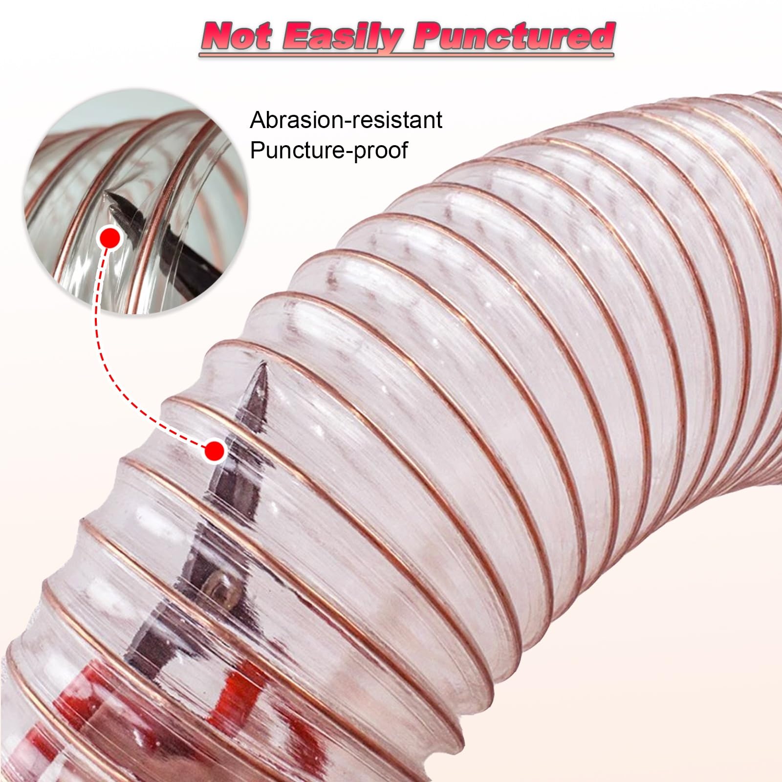 Manguera flexible transparente, reforzada en espiral para recogida de polvo y ventilación