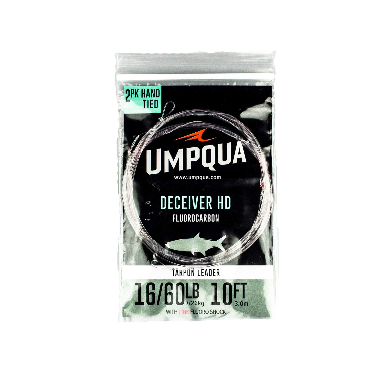 Umpqua Deceiver HD Tarpon Nylon Leader w/Pink Fluorocarbon Shock Tippet #20/80-10'