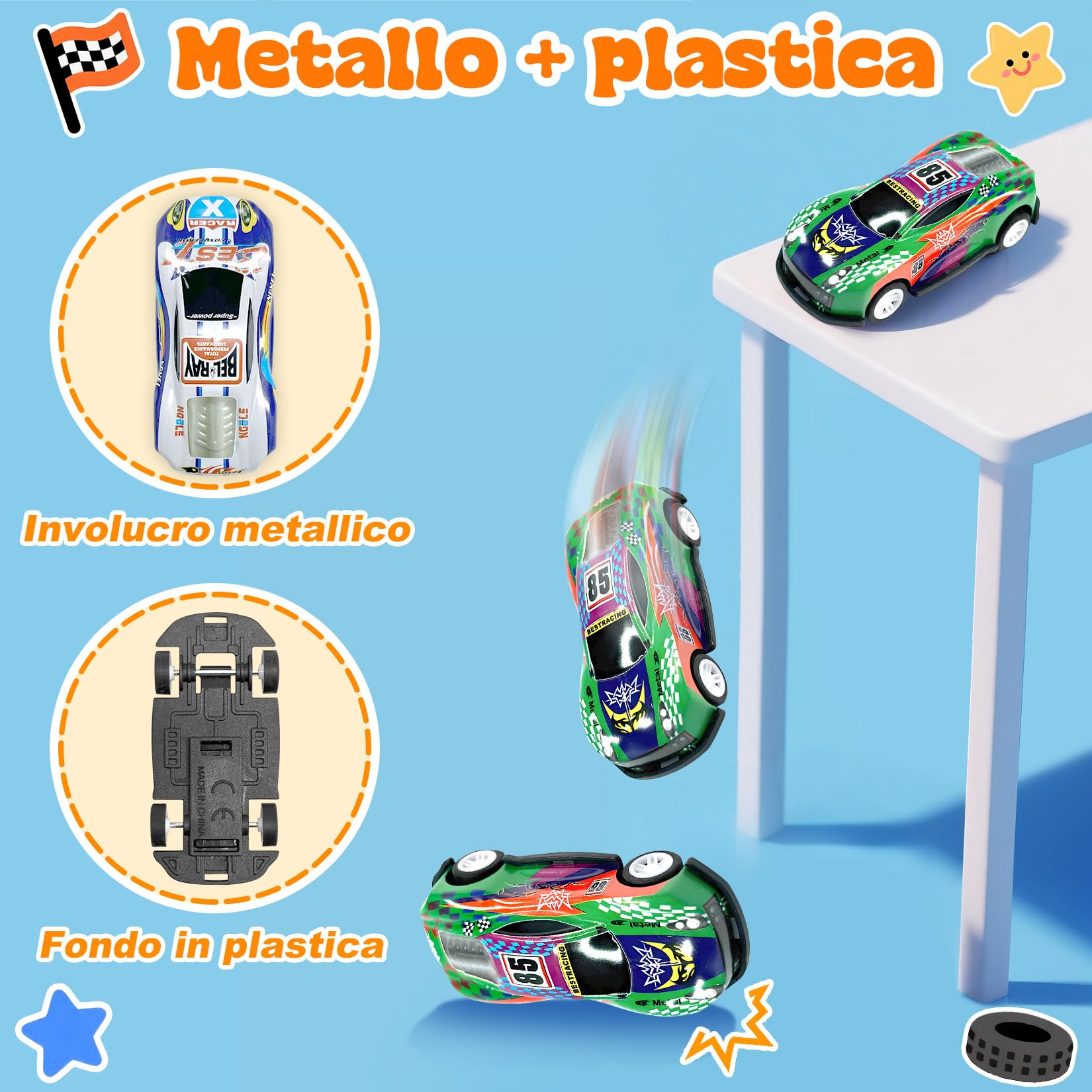 21 Pezzi Macchinine per Bambini Set, 10 Mini Macchine Giocattolo con Lanciatore/Tappeto da Gioco, Veicolo Metallo Die Cast, Cars Giocattoli, Macchinina Bambina, Giochi Bimbo 3 4 5 6 7 8 Anni