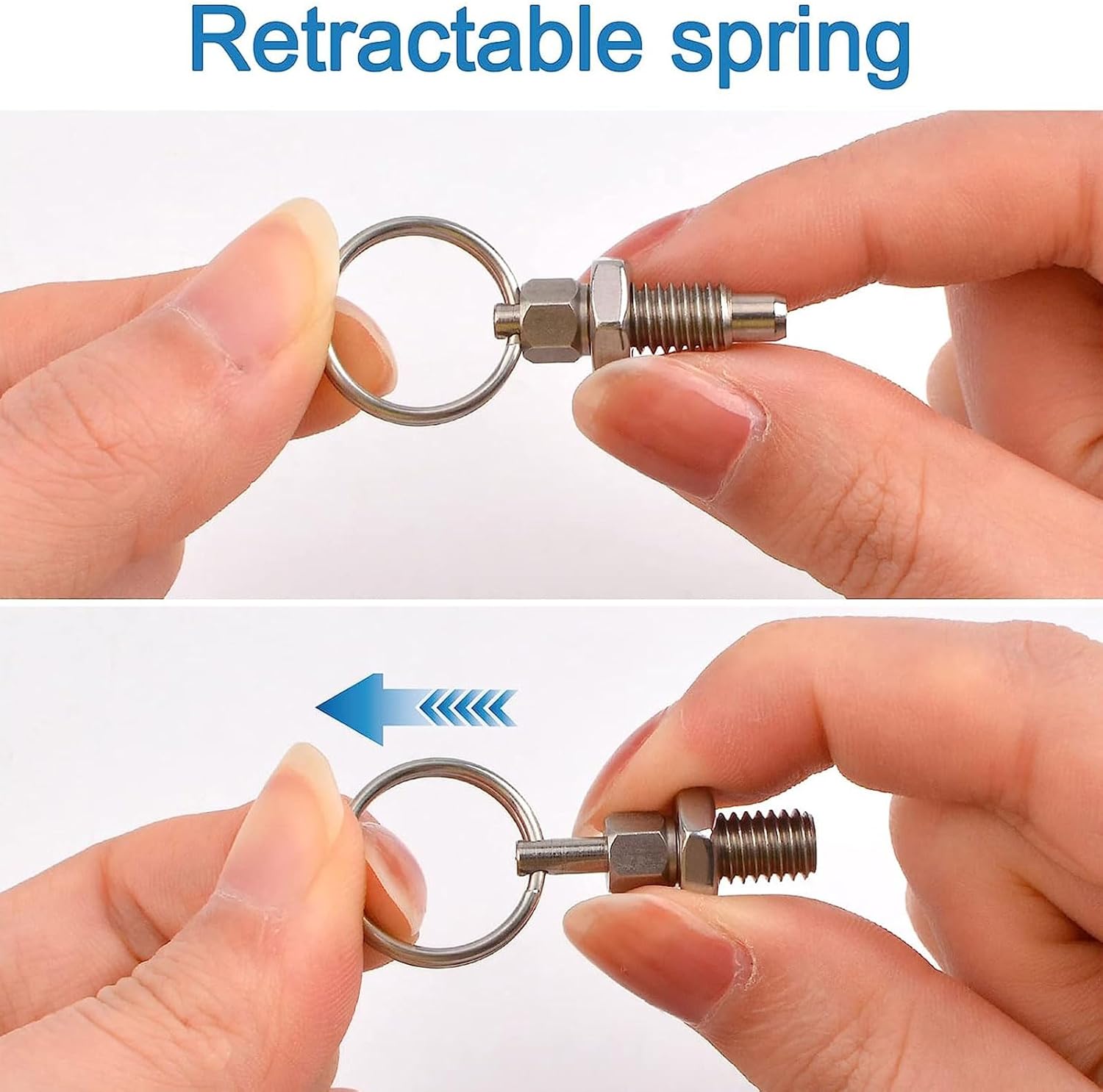 INCREWAY 6Pcs Spring Plunger with Pull Ring, M10 Quick Release Pin w/Drop Cam & Spring, Stainless Steel Non-Locking Type Stubby Hand-Retractable Spring Plunger Index Plunger