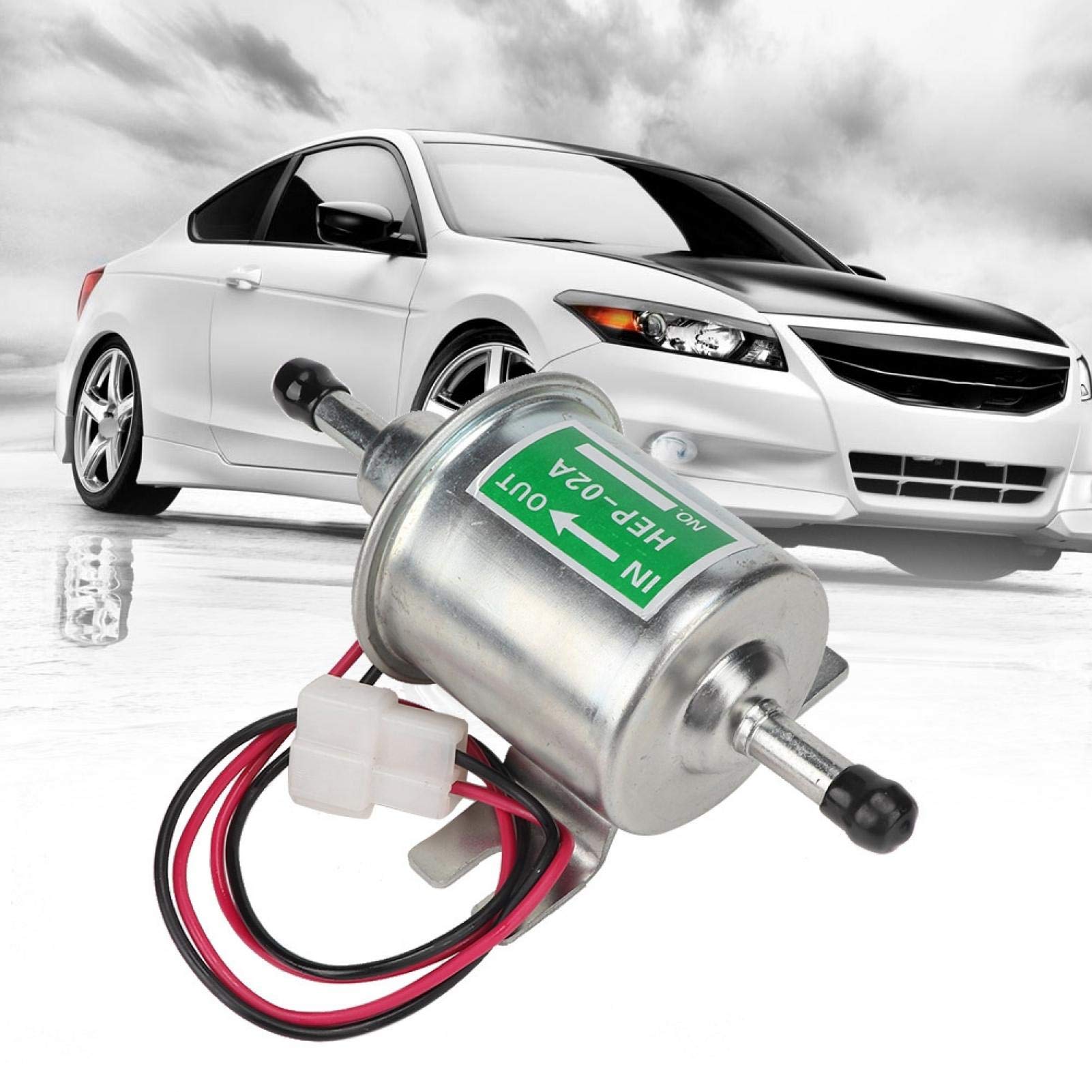 Bomba de combustible Eléctrica Universal, Bomba de Transferencia de 24V, bomba de combustible eléctrica para barco, filtro en línea, gasolina, diésel, repuesto para automóviles (Plata)