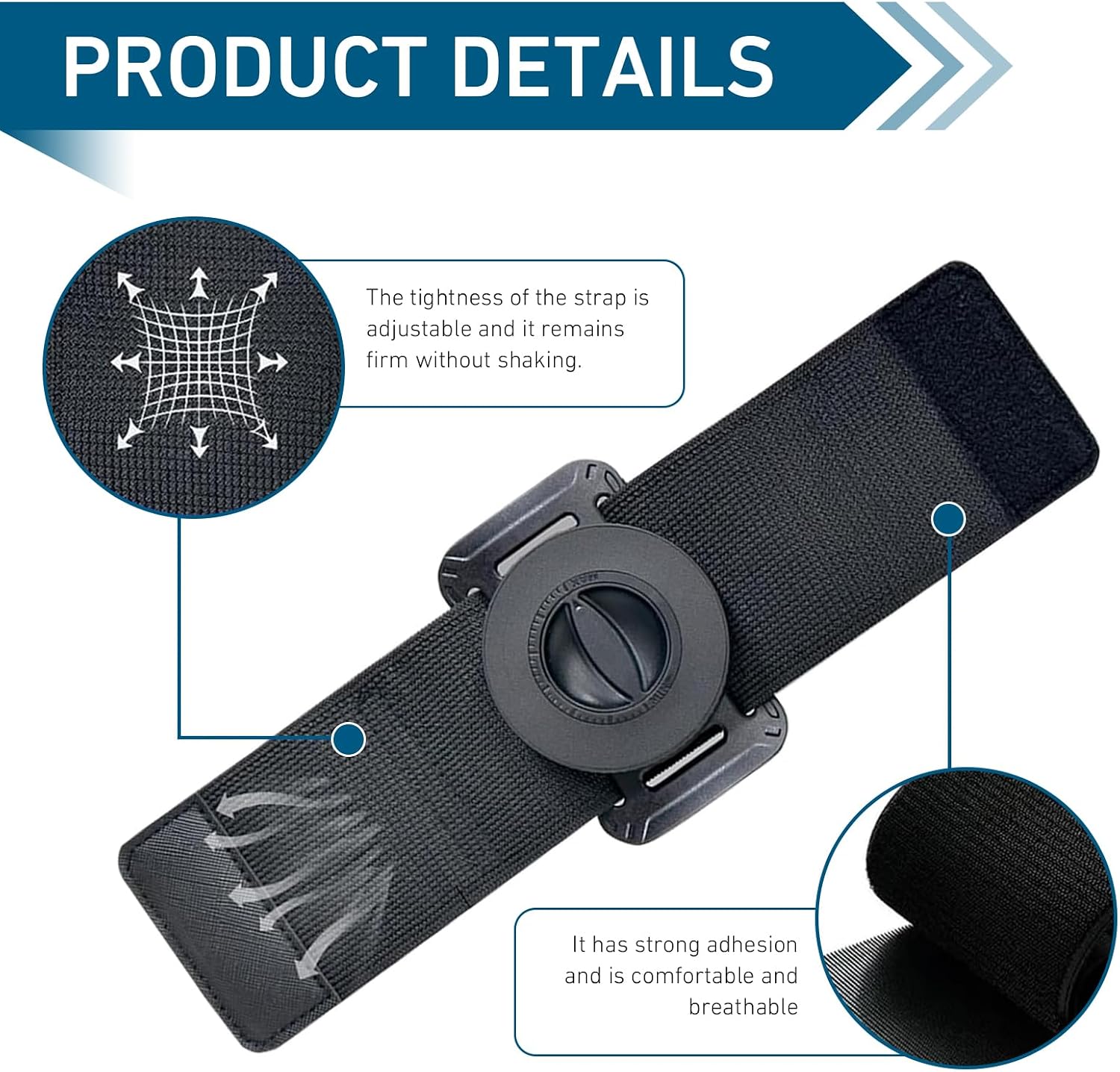 Wristband Phone Holder, Magnetic Wristband Phone Holder for Running, 360 Degree Rotatable Adjustable Sports Armband Cell Phone Holder, for Cycling Fitness, Compatible with Most Phones (Black)
