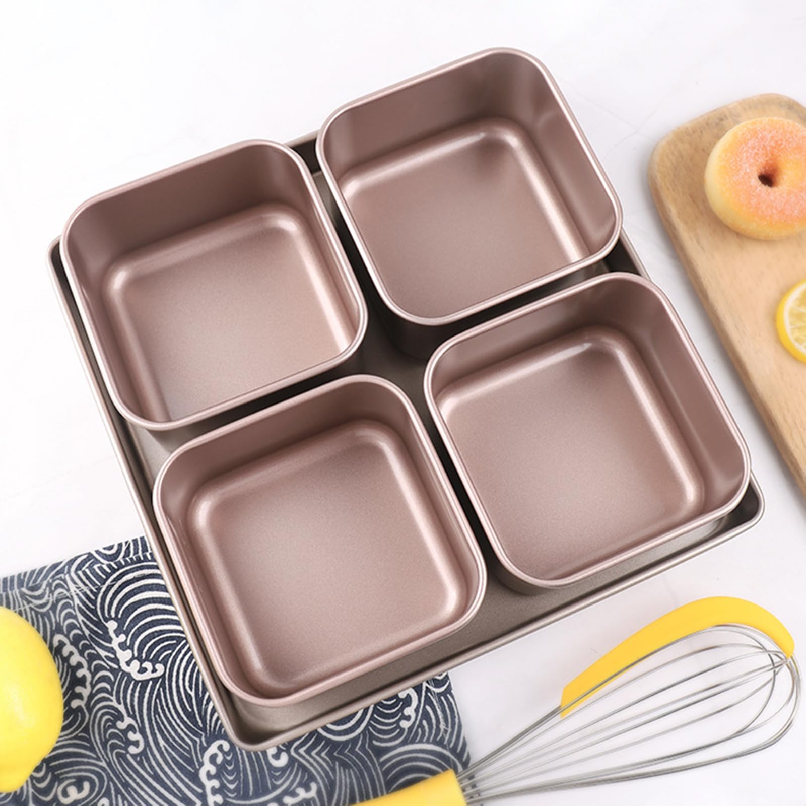 Teglia quadrata antiaderente Stampo per torte da parete in metallo con rivestimento a rilascio facile per l ' uso a bagnomaria e la preparazione dolci domestici Teglia quadrata Castella Bakeware