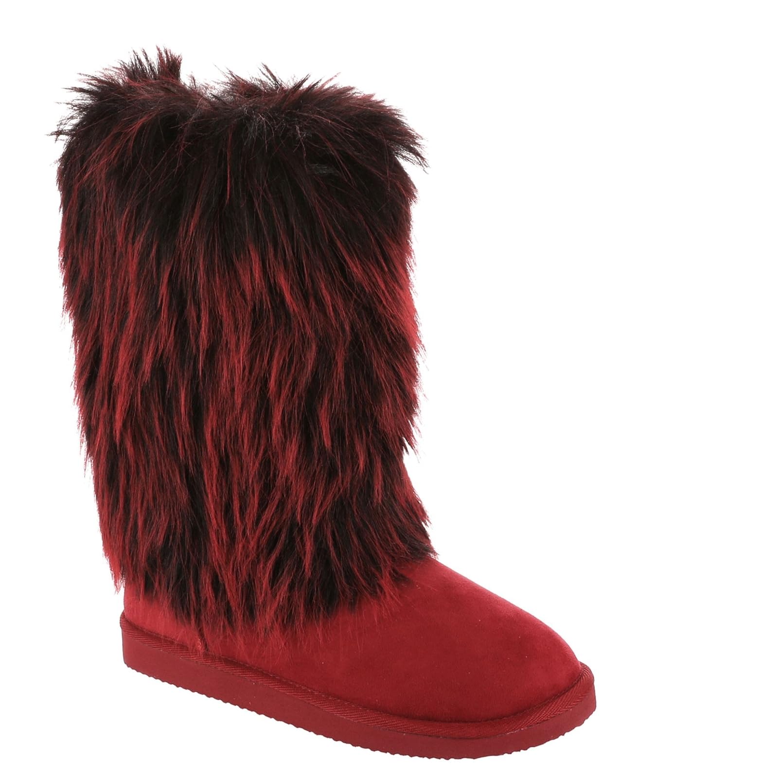 Masseys Womens Telluride Tall Faux Fur Trimmed Boot 8 M Medium Red and Black