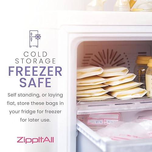 Miniatura 6 de DiRose Bolsas de almacenamiento de leche materna de 6 onzas, 100 unidades, doble cremallera, capacidad a prueba de fugas, extragruesas y selladas