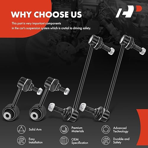 Miniatura 6 de A-Premium Juego de 4 barras estabilizadoras delanteras y traseras compatibles con Scion FR-S 2013-2016, Subaru BRZ 2013-2019, Toyota 86 2017-2019,