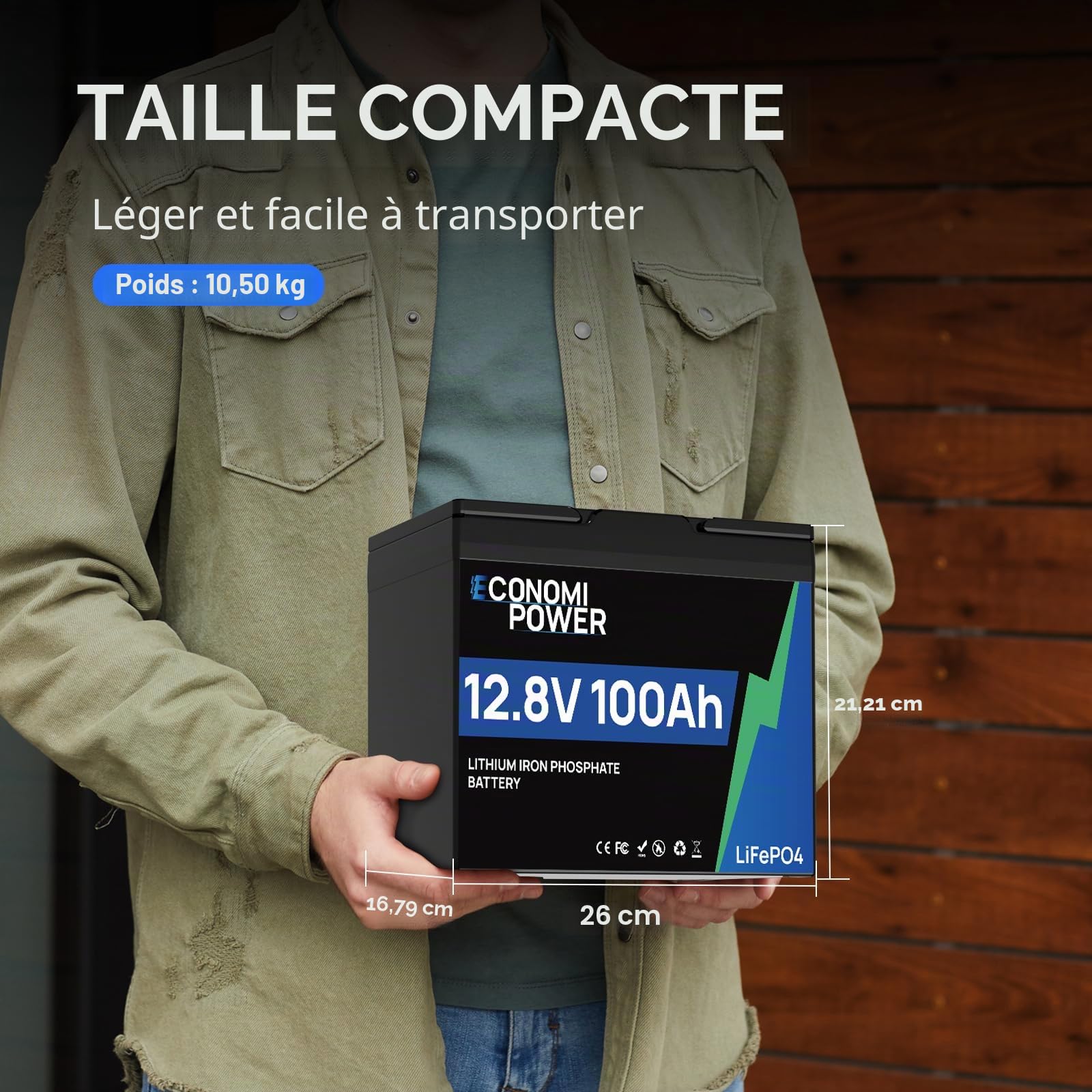 Batterie Lithium 12V 100Ah LiFePO4 100A BMS 4000-15000 Deep Cycle Lithium Battery, Max 1280 Wh pour Moteur de trolling, Camping-Car, système Solaire et Hors réseau