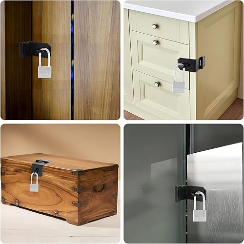 Miniatura 8 de HOWDIA Cerrojo de puerta de 4 pulgadas de 90 grados, acero inoxidable de seguridad en ángulo recto, cerrojo de bloqueo de seguridad para puerta de