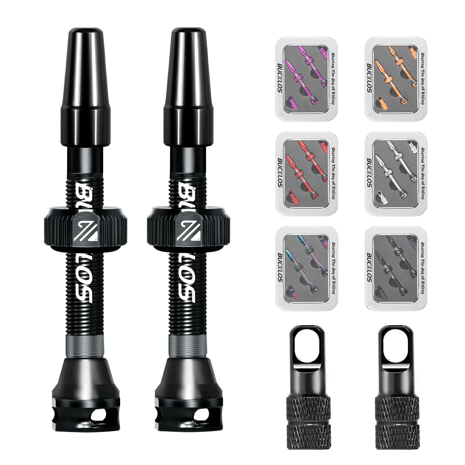 AEYINO Presta Valve Tubeless Stem 44 mm, Valve Stem Kit with Valve Core Removal Tool for Road Bike/Mountain Bike/MTB, Fit Most Bicycle Rims, Super Light Durable Aluminum Stem Black