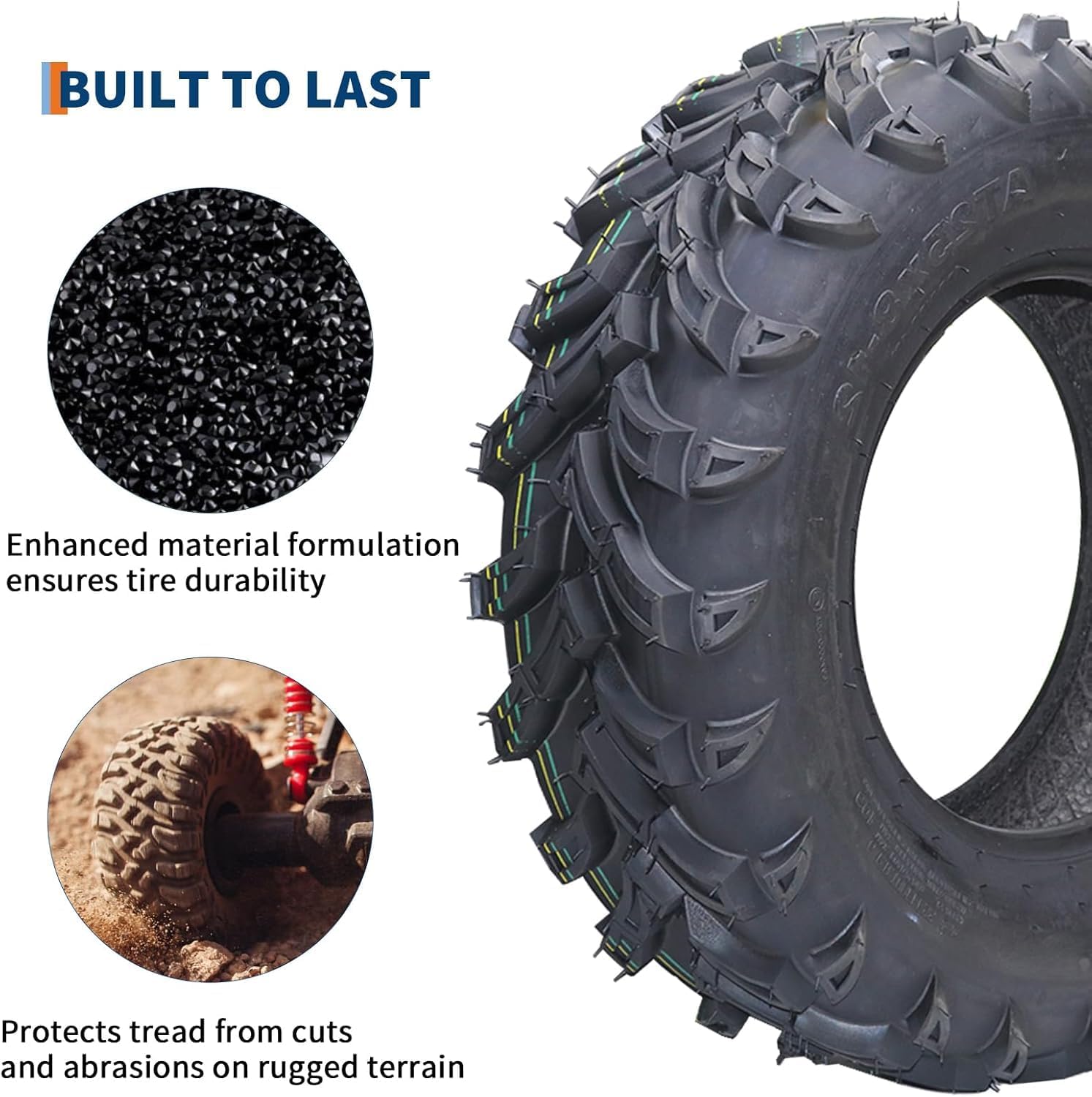Towallmark Set of 2 | 25x8-12 ATV/UTV Tires 6PR Tubeless, 20mm Tread All-Terrain Tires for Mud, Sand & Trail Riding, Replacement Tires for Quad, Side by Side, Off-Road Vehicles