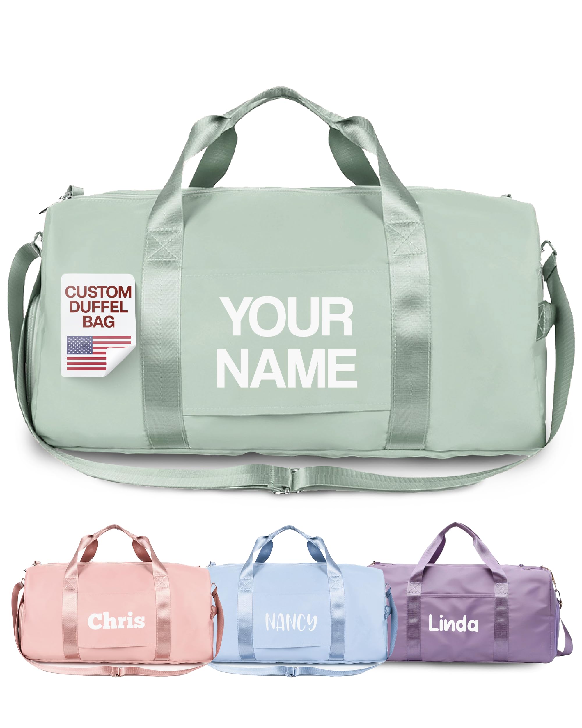 Personalized Duffel Bags - Weekender, Overnight Travel Bag with Wet/Dry Pockets & Shoe Compartment - Custom Bridesmaid/Groomsman Gift, Cheerleading
