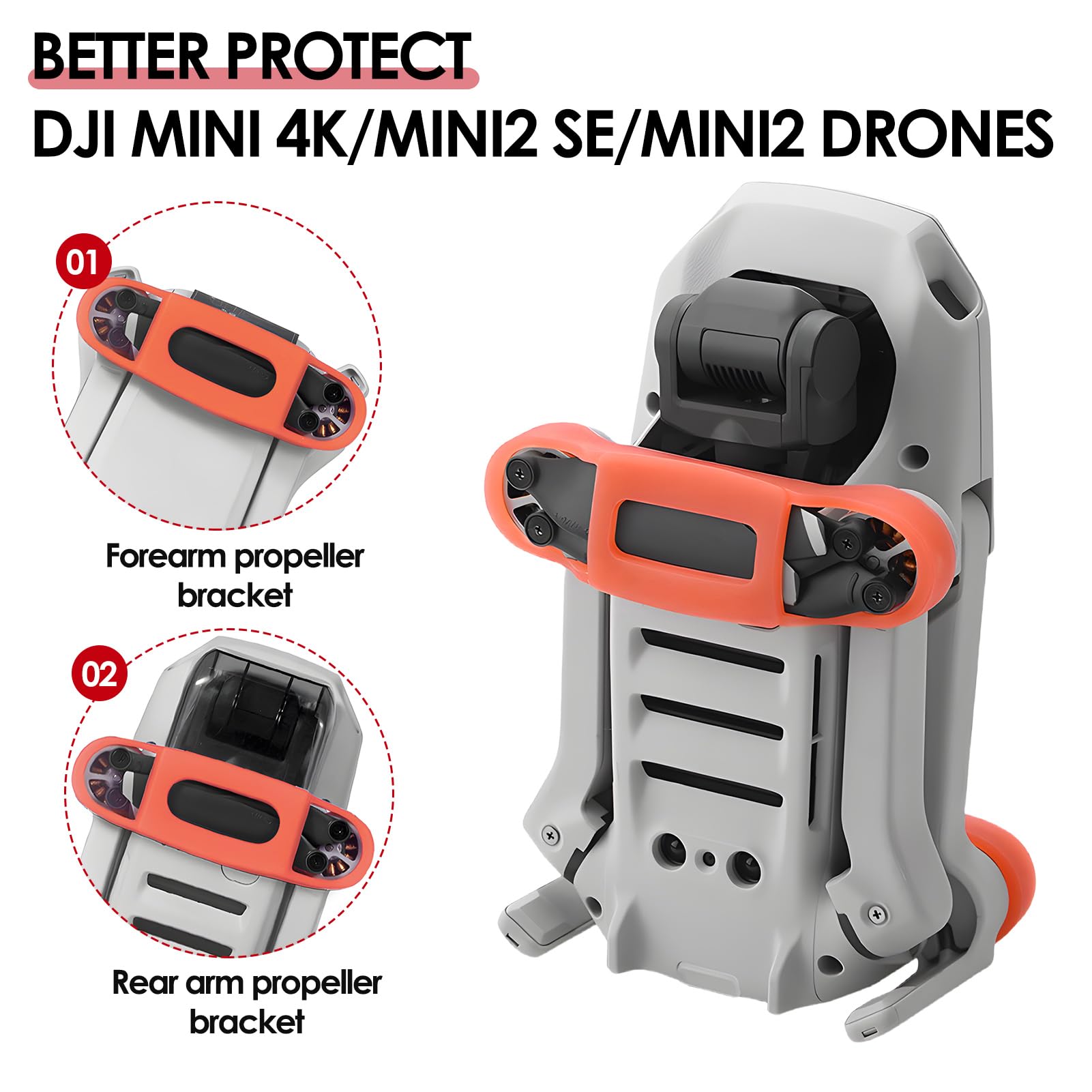 Mini 4K/Mini 2 SE Uchwyt śmigła Guard Stabilizator ostrza - Silikonowy uchwyt ochronny, lekkie i wytrzymałe akcesoria do dronów, kolory czerwony i szary, łatwy w instalacji