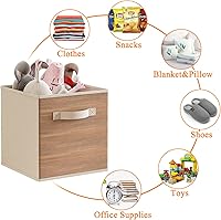 Vista 7 de Wisdom Star Paquete de 8 cubos de almacenamiento de tela con asa, contenedores de almacenamiento plegables de 13 x 13 pulgadas, cestas