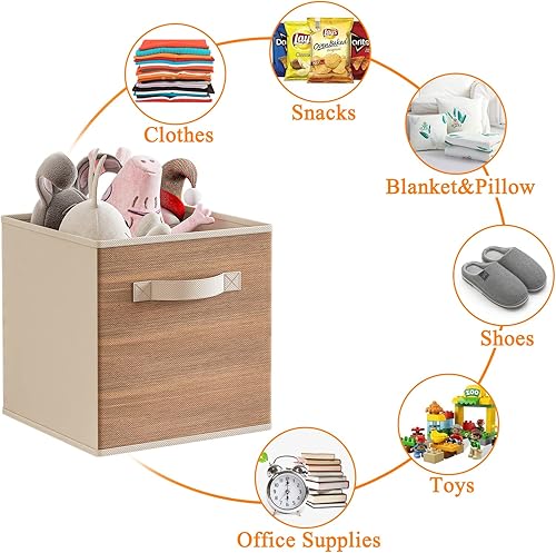 Miniatura 7 de Wisdom Star Paquete de 8 cubos de almacenamiento de tela con asa, contenedores de almacenamiento plegables de 13 x 13 pulgadas, cestas de