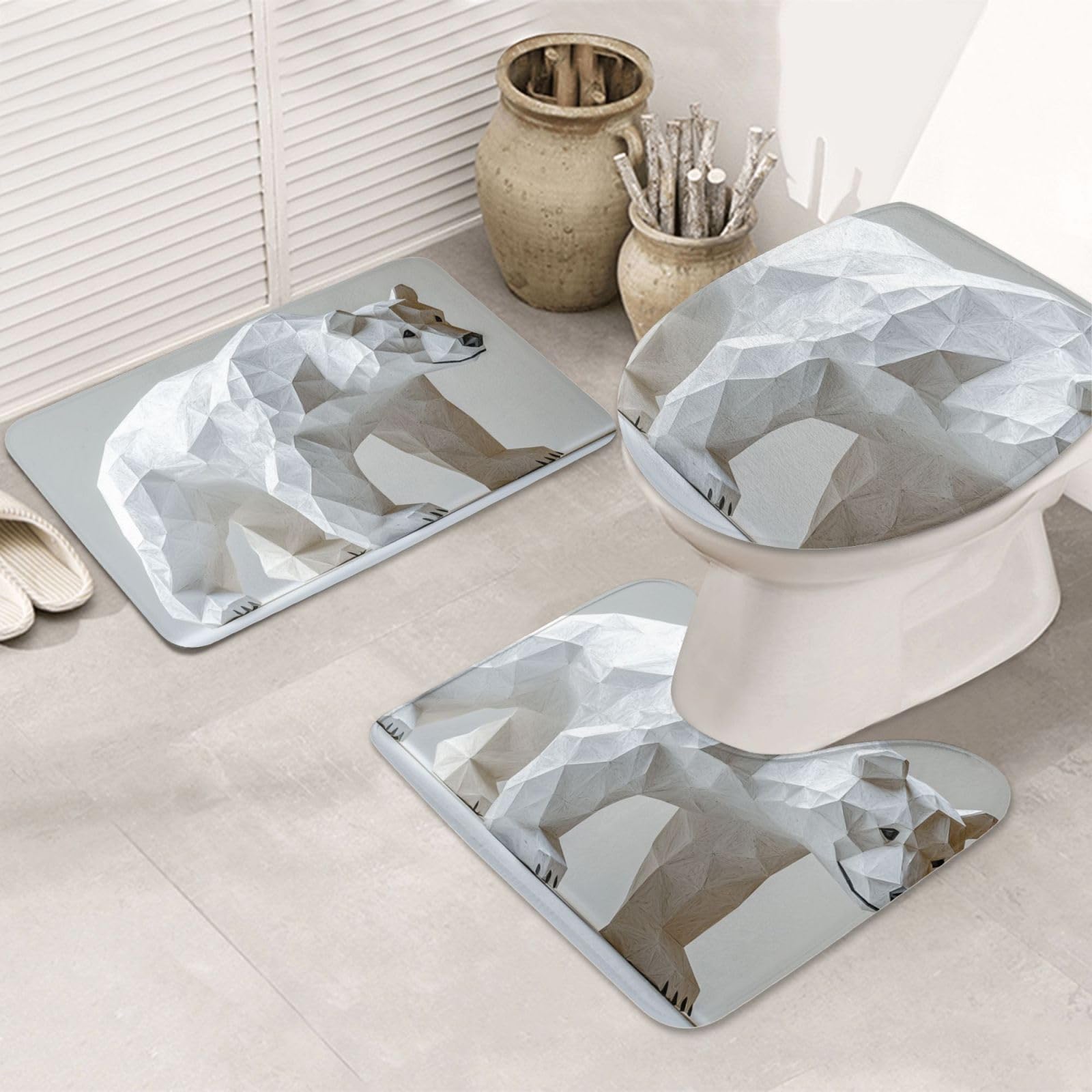 Juego de 3 alfombras de baño de oso para decorar el aseo infantil y baños familiares modernos