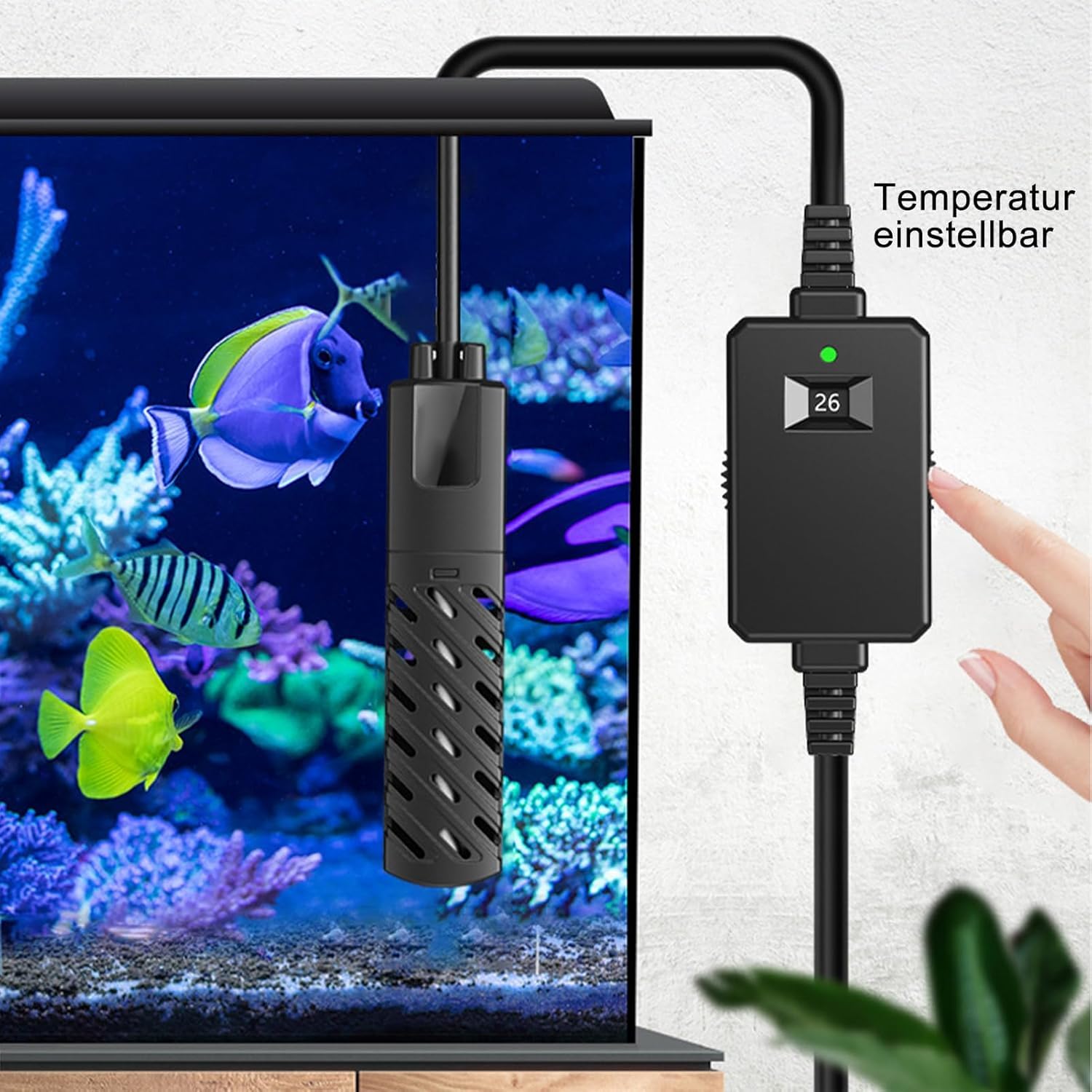 GERUI Mini ogrzewanie do akwarium 50 W, 30 l, 100-240 V, 50/60 Hz, zakres kontroli temperatury: 20 ℃ -34 ℃, do akwarium i akwarium, PTC, automatyczna, stała izolacja cieplna, cienka (50 W)