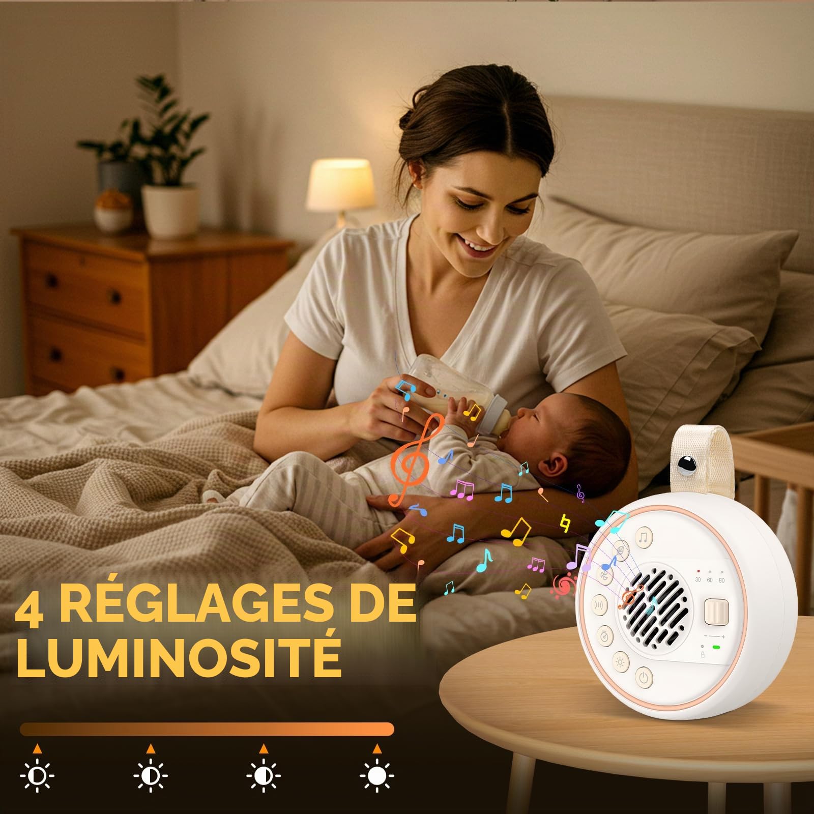 Machine à Bruit Blanc,Machine Sonore pour Bébé-22 Sons Apaisants,60 Niveaux de Volume 2000mAh Batterie et Enceinte Bluetooth Bruit Blanc Portable pour Enfants et Adultes