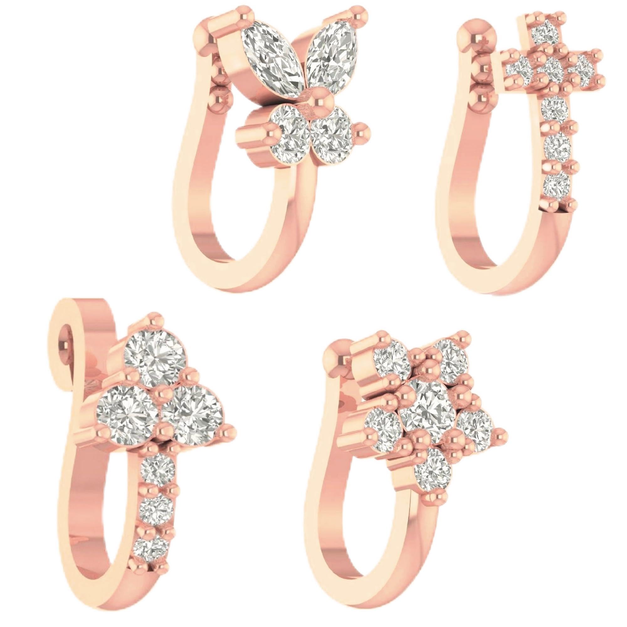 VAMA FASHIONS Rose Gold White Stone Non Piercing Clip on Nose Pin Pressing Type Nosering for Women & Girls - 4PCS (Non Piercing Nose Ring) (B0DD3GMMGC) Amazon Price History, Amazon Price Tracker