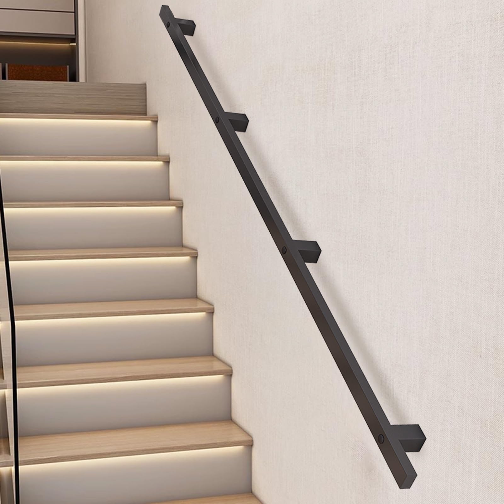 Fkxsxaz Stair Handrail For Walls, Staircases Railing Handrails Banister Hand Rails Indoor Outdoor Wall Mount Support Foot Rail Safety Grab Bar Loft Corridor Steps(18Ft/540Cm)