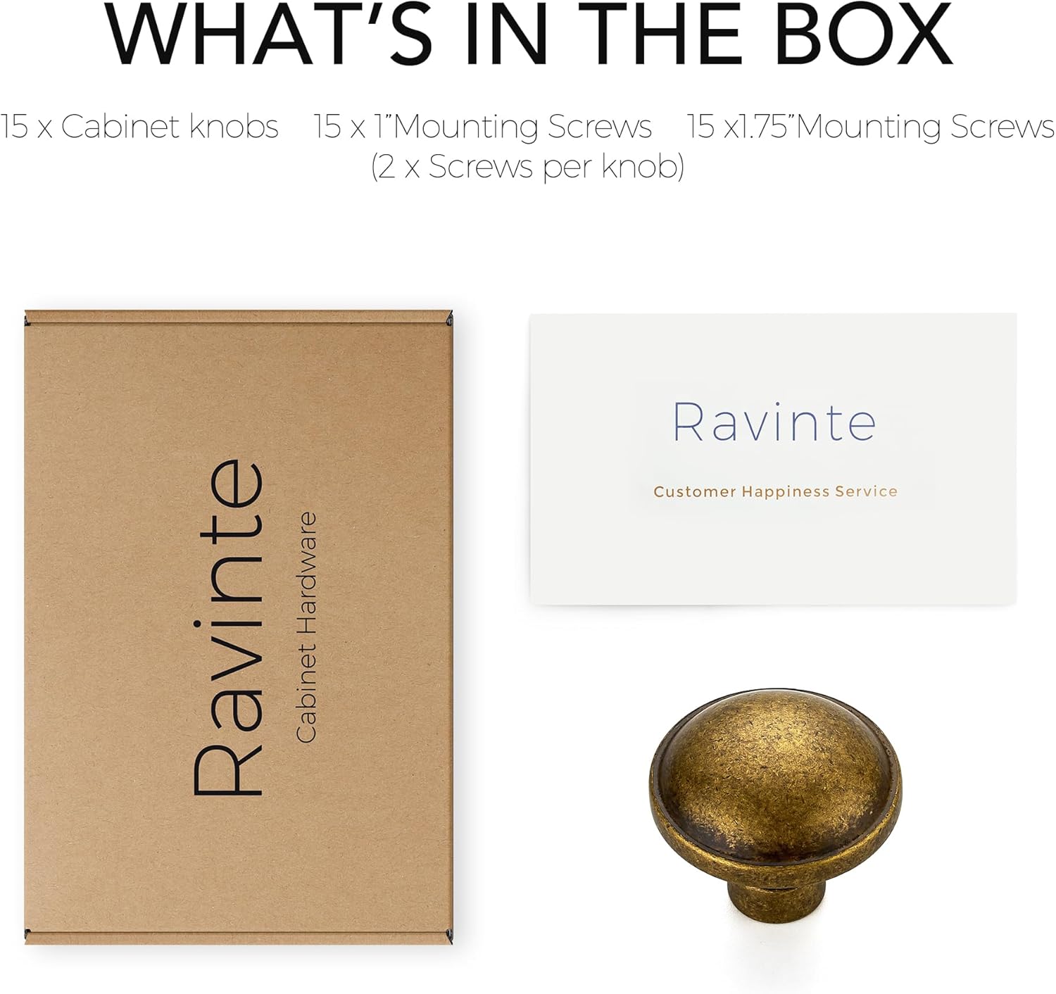 Ravinte 15 Pack 1-1/4 Inch Diameter Kitchen Cabinet Knobs Antique Brass Dresser Knobs Round Solid Cabinet Drawer Pulls for Kitchen Cupboard Hardware