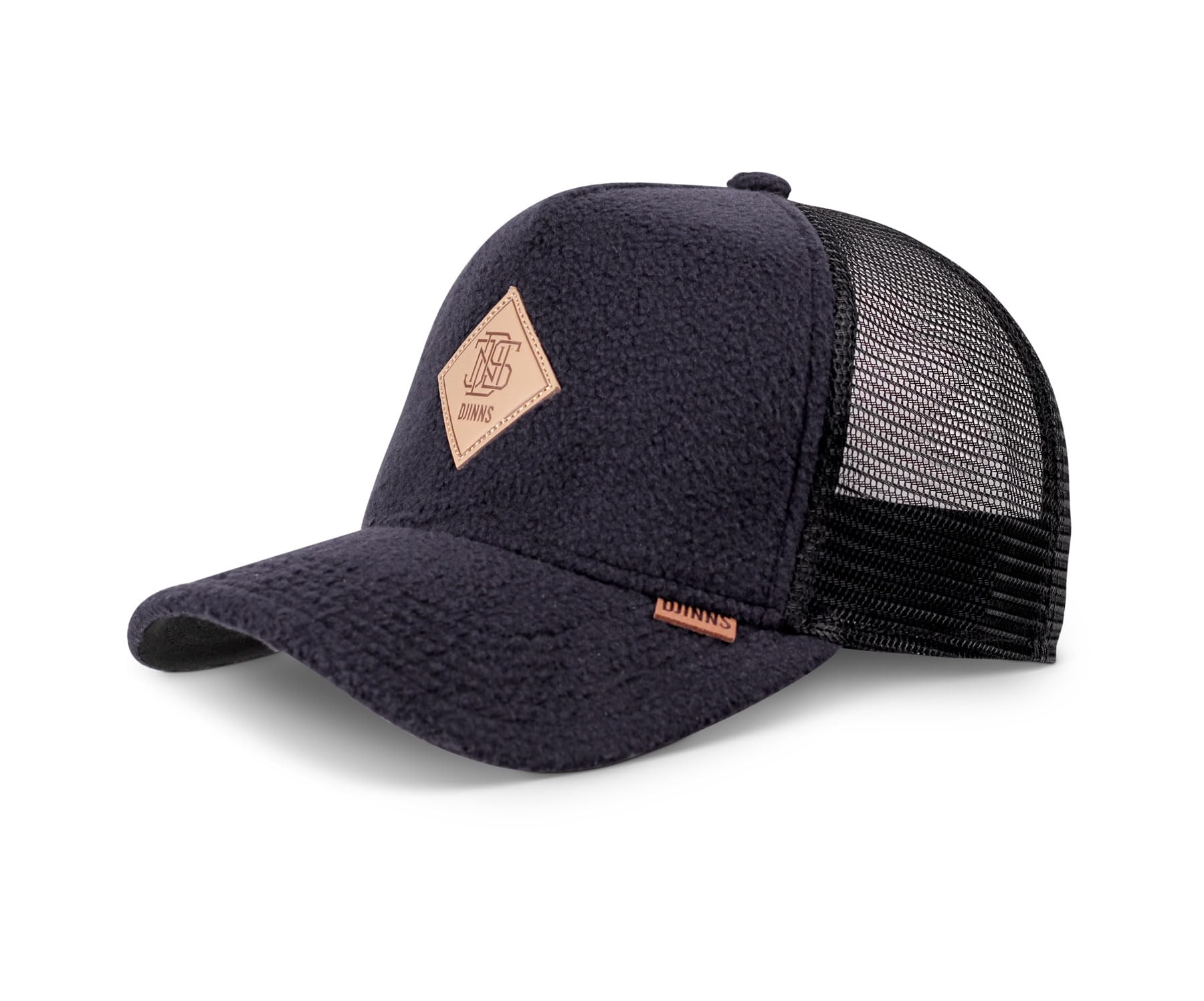 Djinns Pole Fleece Trucker Cap Baseball Curved Brim (One Size - Black)