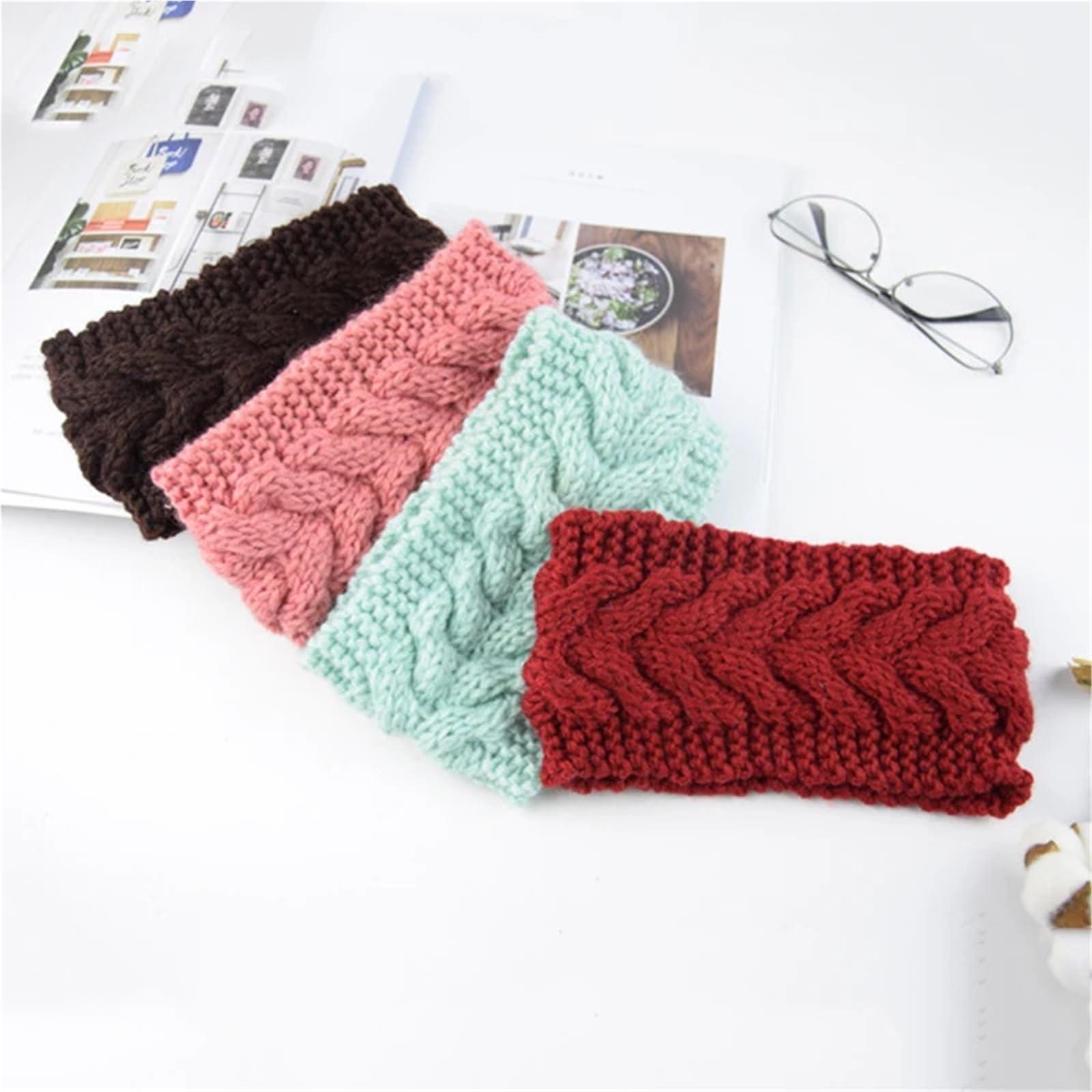 3 uds. Diadema de punto trenzado cálida invierno for mujer hecha a mano Color sólido elástico turbante bandanas accesorio for el cabello Para Mujer(Black)