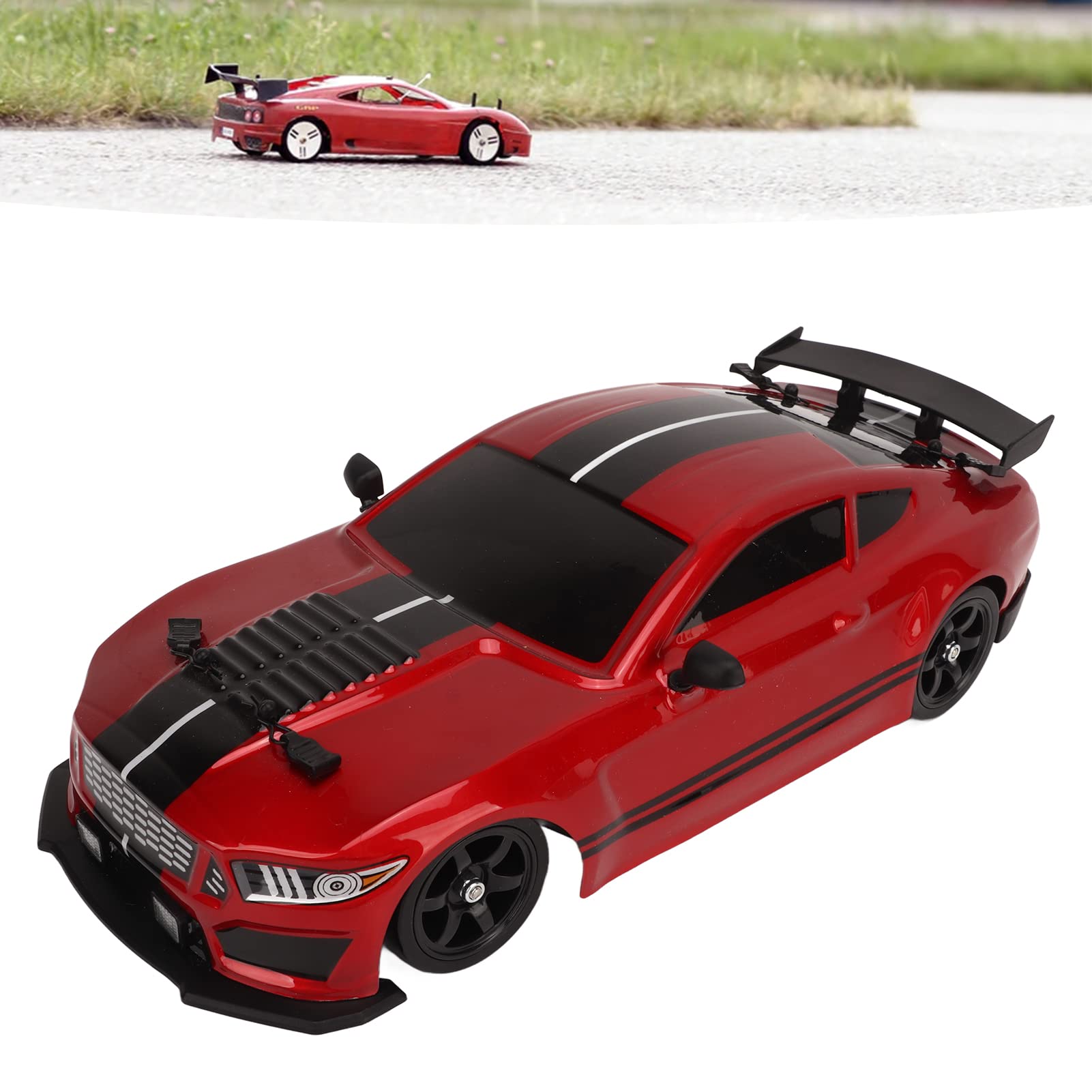 BuyWeek Macchina Telecomandata, 1/16 2.4 Ghz Auto Telecomandata 18km/h Auto RC con Luci a LED per Bambini Adulti (Doppie Batterie)