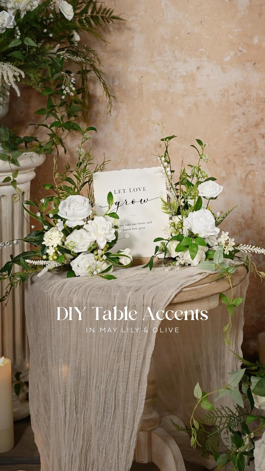 Ling's moment Artificial Silk Flowers, 16pcs Faux Pure White Roses with Stems, 3.5" Fake Ivory Flowers Bulk for DIY Wedding Bouquets Centerpieces Party Baby Shower Home Decoration - Image 4