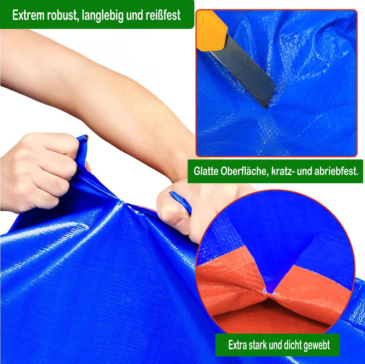 Bâche 6 x 9 m imperméable avec Anneaux – Bâche en Tissu 160 g/m² indéchirable, résistante aux UV et à la moisissure – Bâche Polyvalente pour Meubles de Jardin, Bois, Voiture