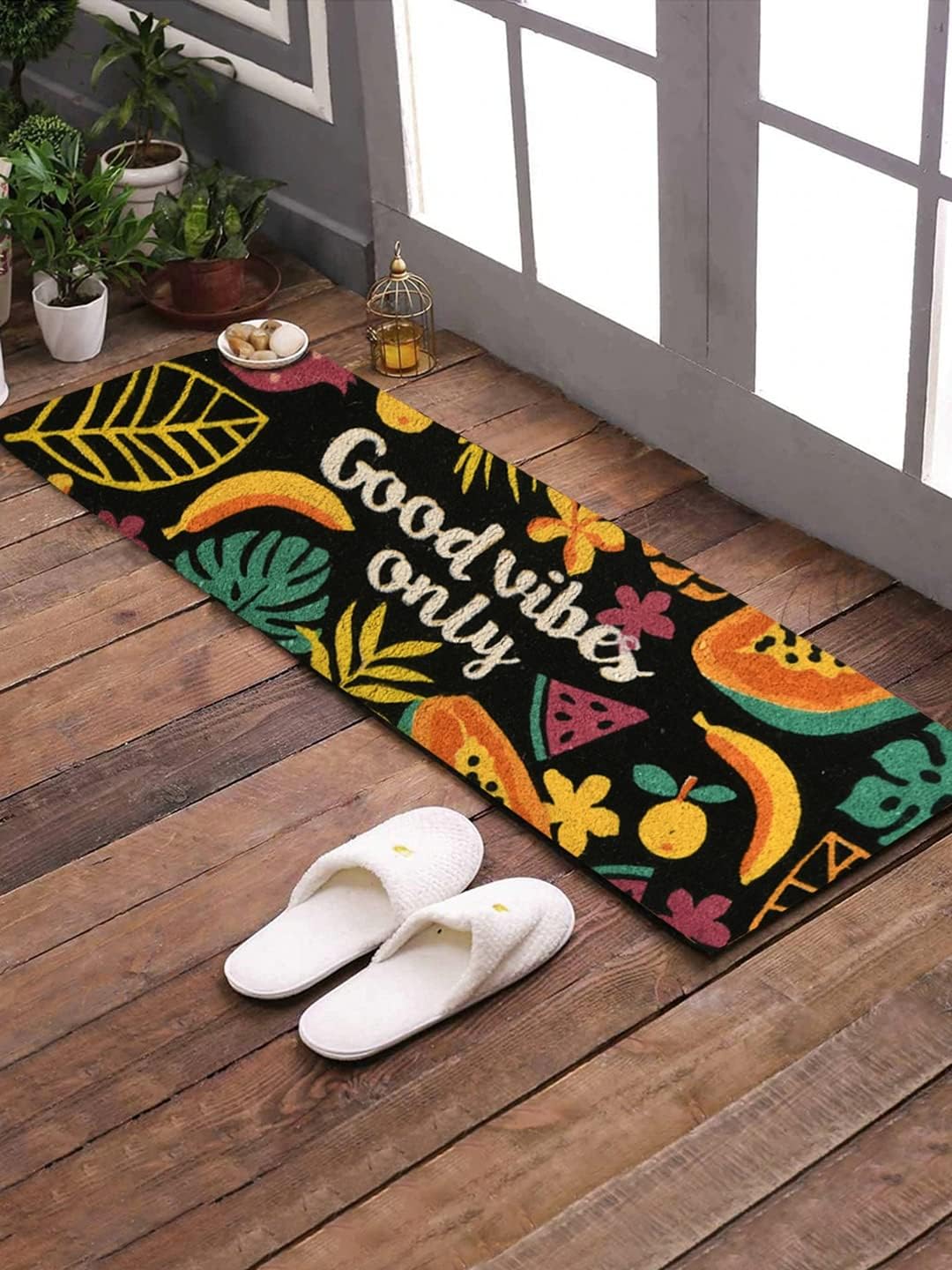 SWHF Natural Coir Printed Double Doormat Long-Lasting, Anti-Slip, Heavy Duty Thick Entryway Rug with PVC Backing for Indoor & Covered Door Entrances 120 x 40 cm (SWPF0044)