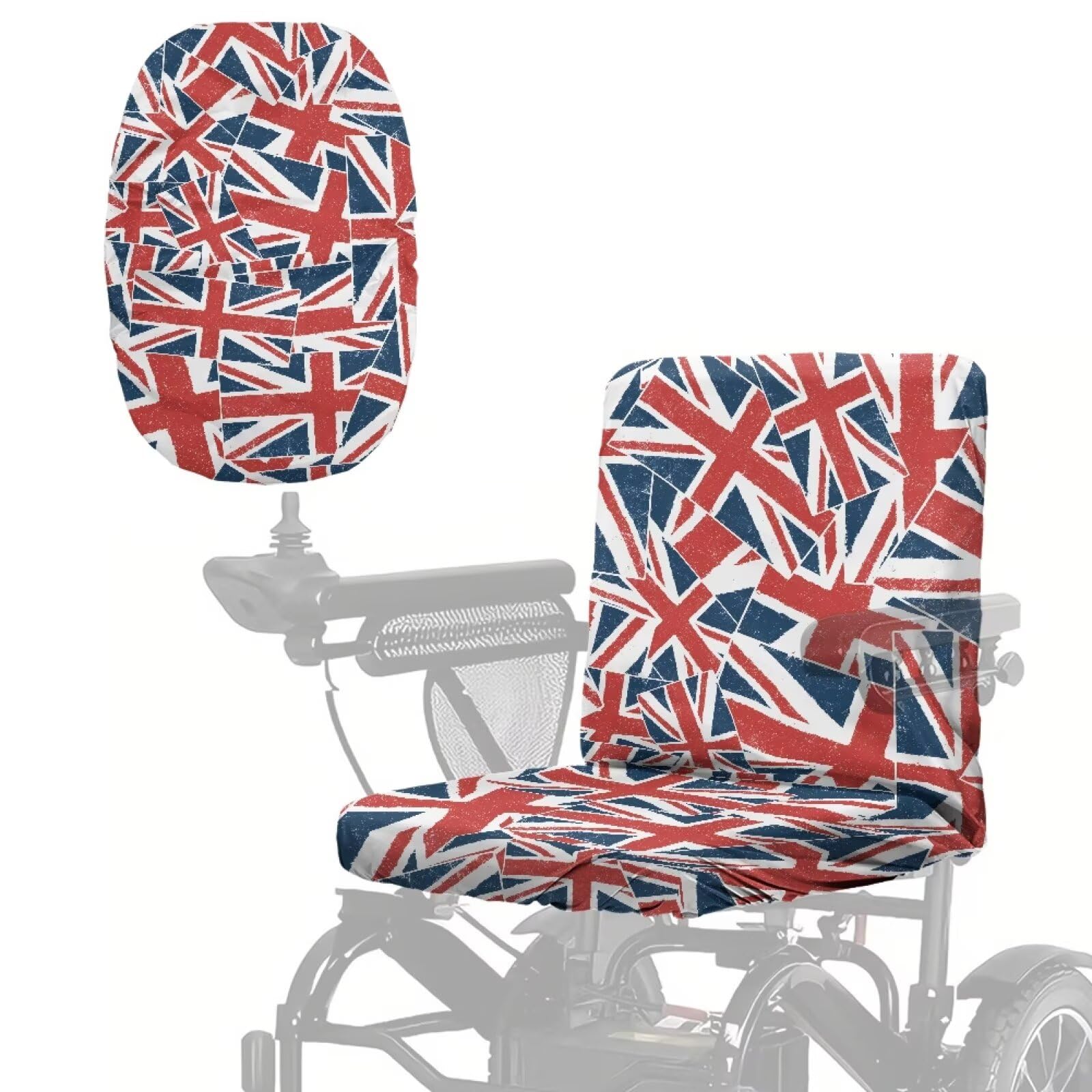 Poceacles Mobility Scooter Seat Cover for Outdoor Travel, Heavy Duty Power Wheelchair Seat Cover All-Weather Protection from Sun Rain Dust, Universal Fit with Elastic Band, Union Jack — image 1