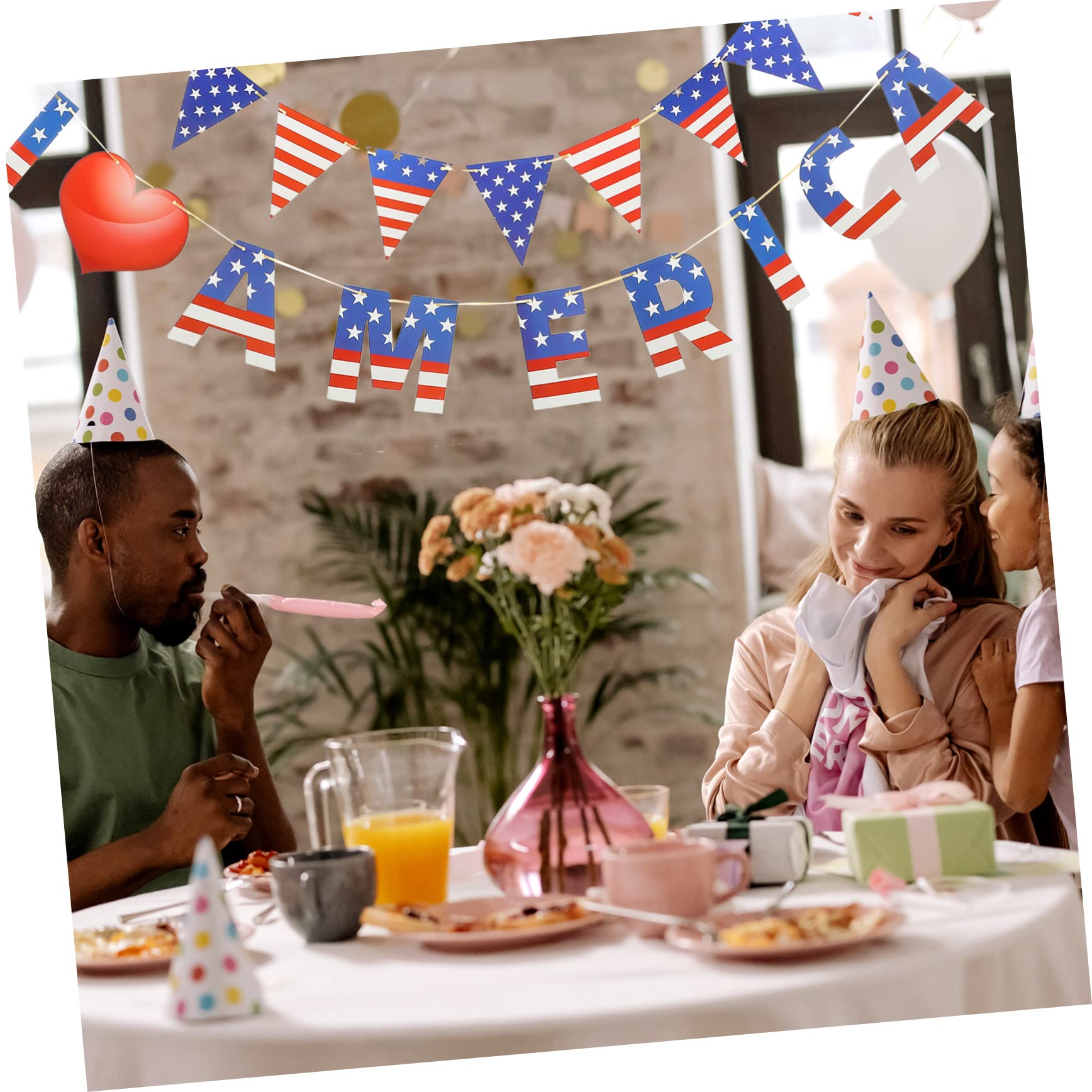 4juegos Banderín De Decoración De Día De Guirnalda De Triángulos Adorno Americano Prop Para y Momentos