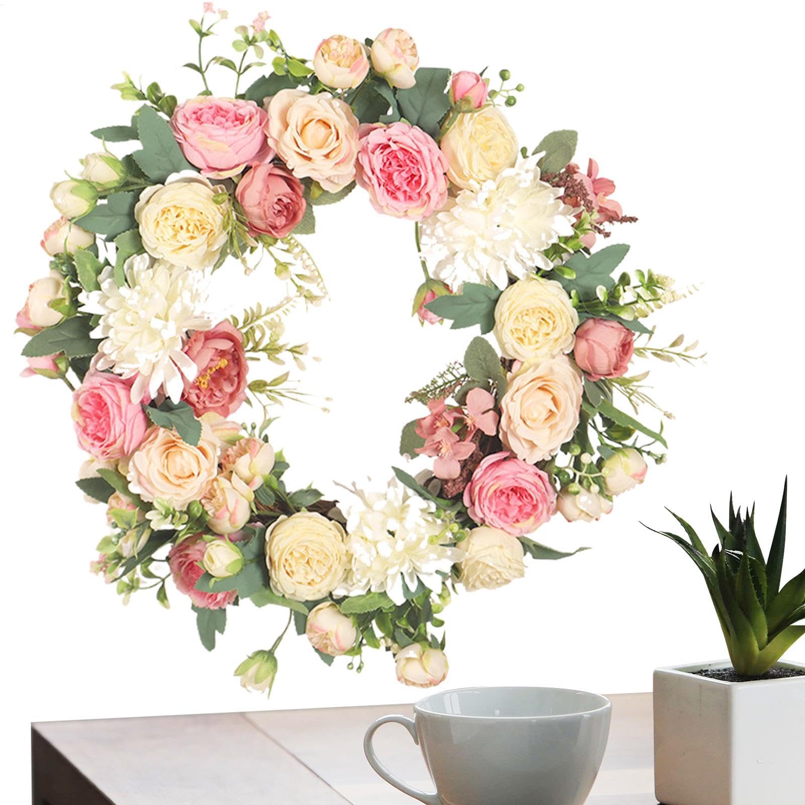 Couronnes de Saint-Valentin en fleurs artificielles faites main ronde