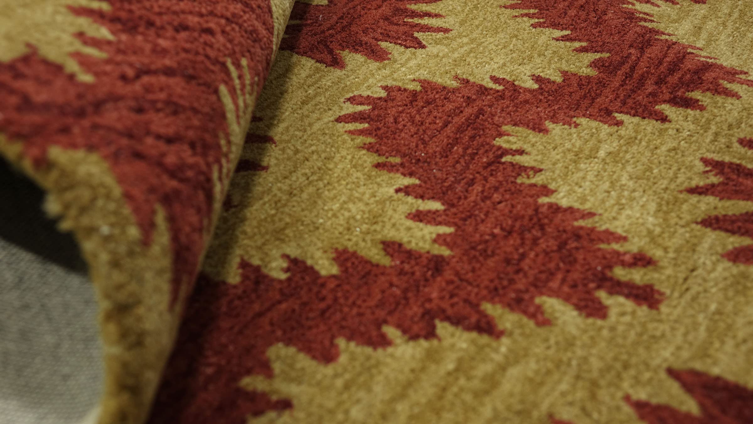 Tapis en laine fait à la main 120 x 180 cm - Or à motifs - Fait main - 120 x 180 cm