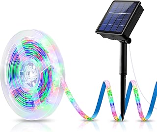 AMIR Solar LED Strip, 3 Meter Solar LED Streifen mit 180 LED, IP65 Wasserdicht Solar Lichterkette Außen, 8 Modi, Automatisch EIN/AUS, Weihnachtsbeleuchtung für Garten, Party und Hochzeit (Mehrfarbig)