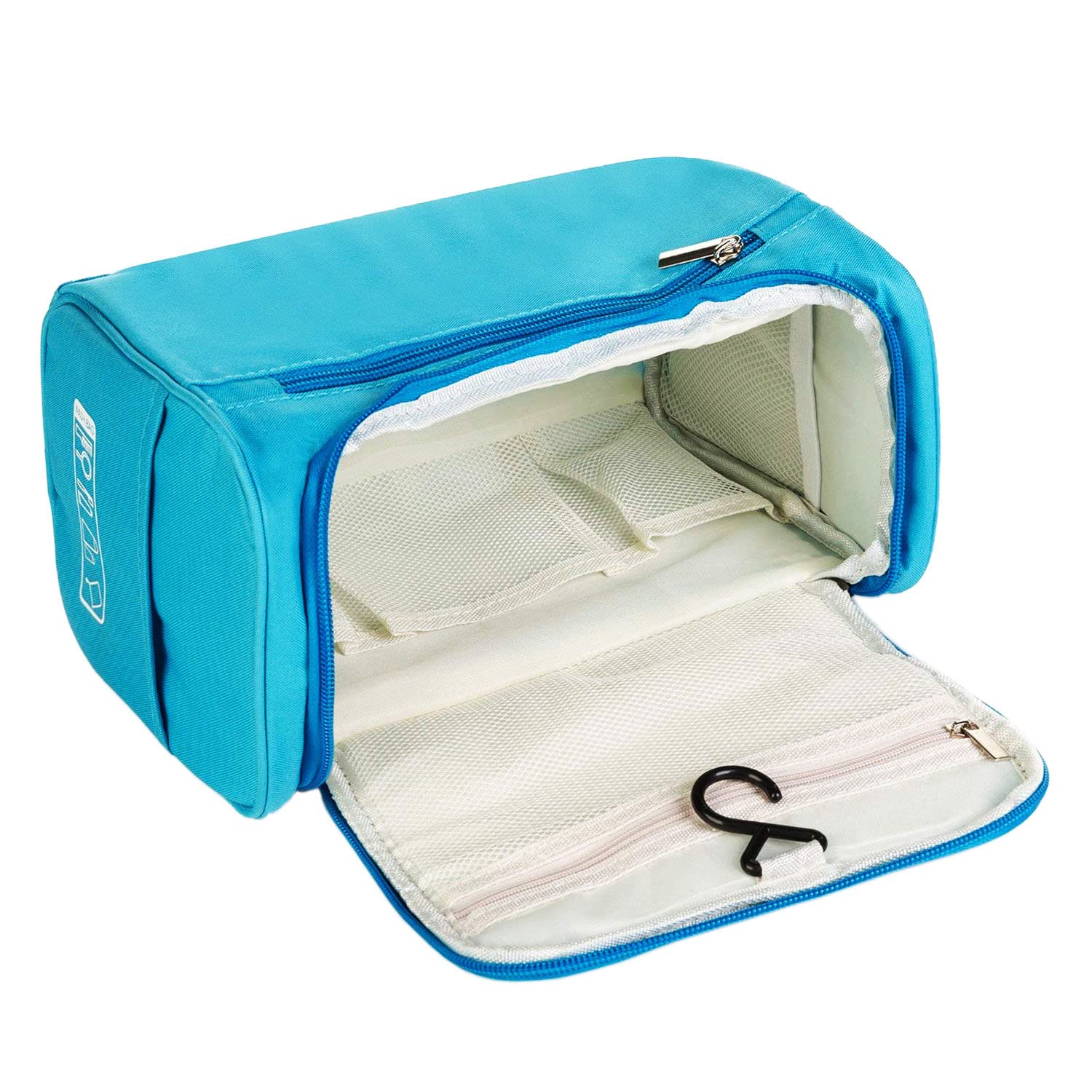 CARTZEYE Cosmetic Makeup Storage Organizer Toiletry Case Bag Grooming Kit Travel Kit with Hook Makeup Organizer for Women Cosmetic Organizers Pouch (Aqua Blue) 1