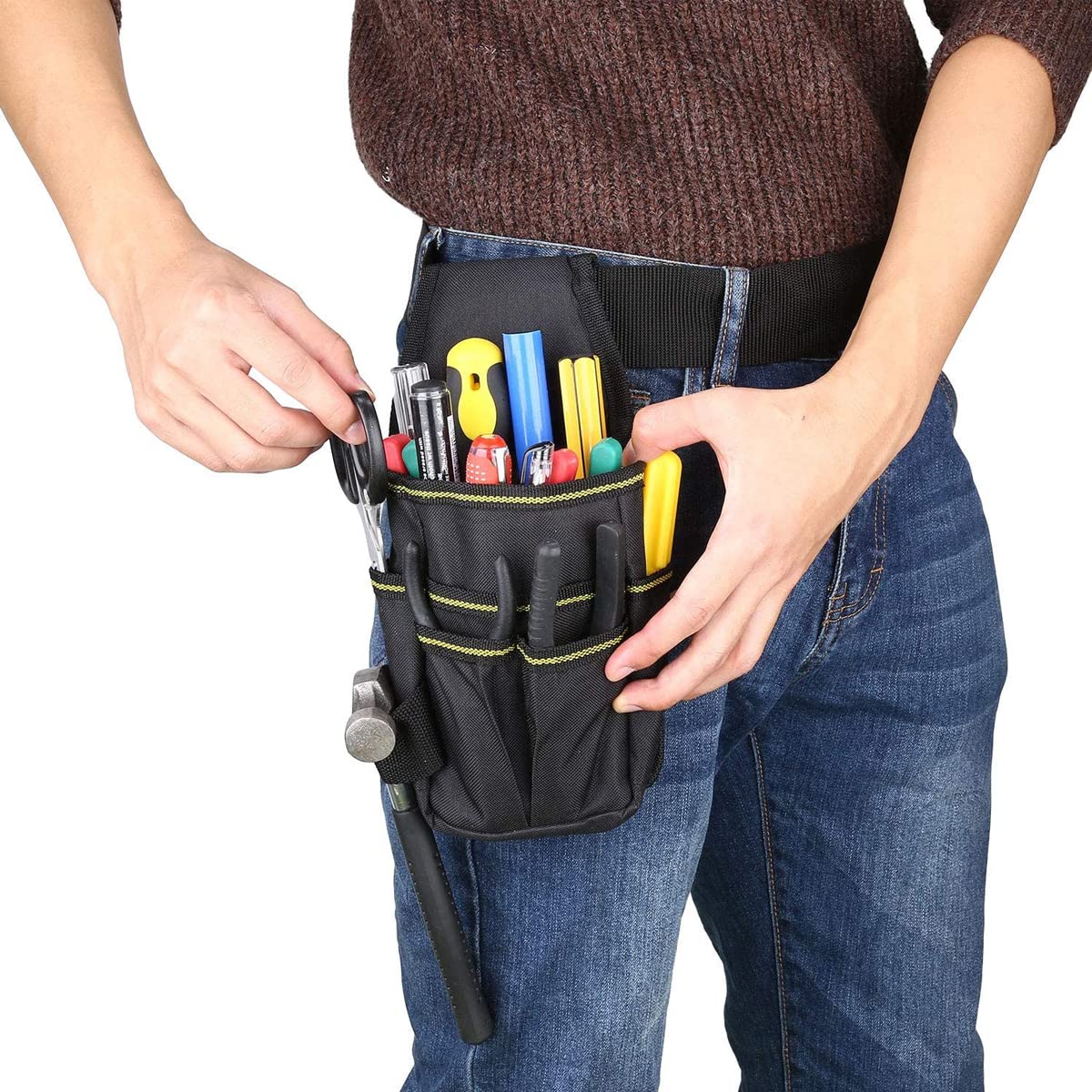 Tools Bag, Marsupio Borsa Degli Attrezzi in Tela Oxford, Piccola Borsa Porta Attrezzi, Cintura Porta Attrezzi Multi Tasche per Elettricista Carpentiere Tecnico Manutenzione